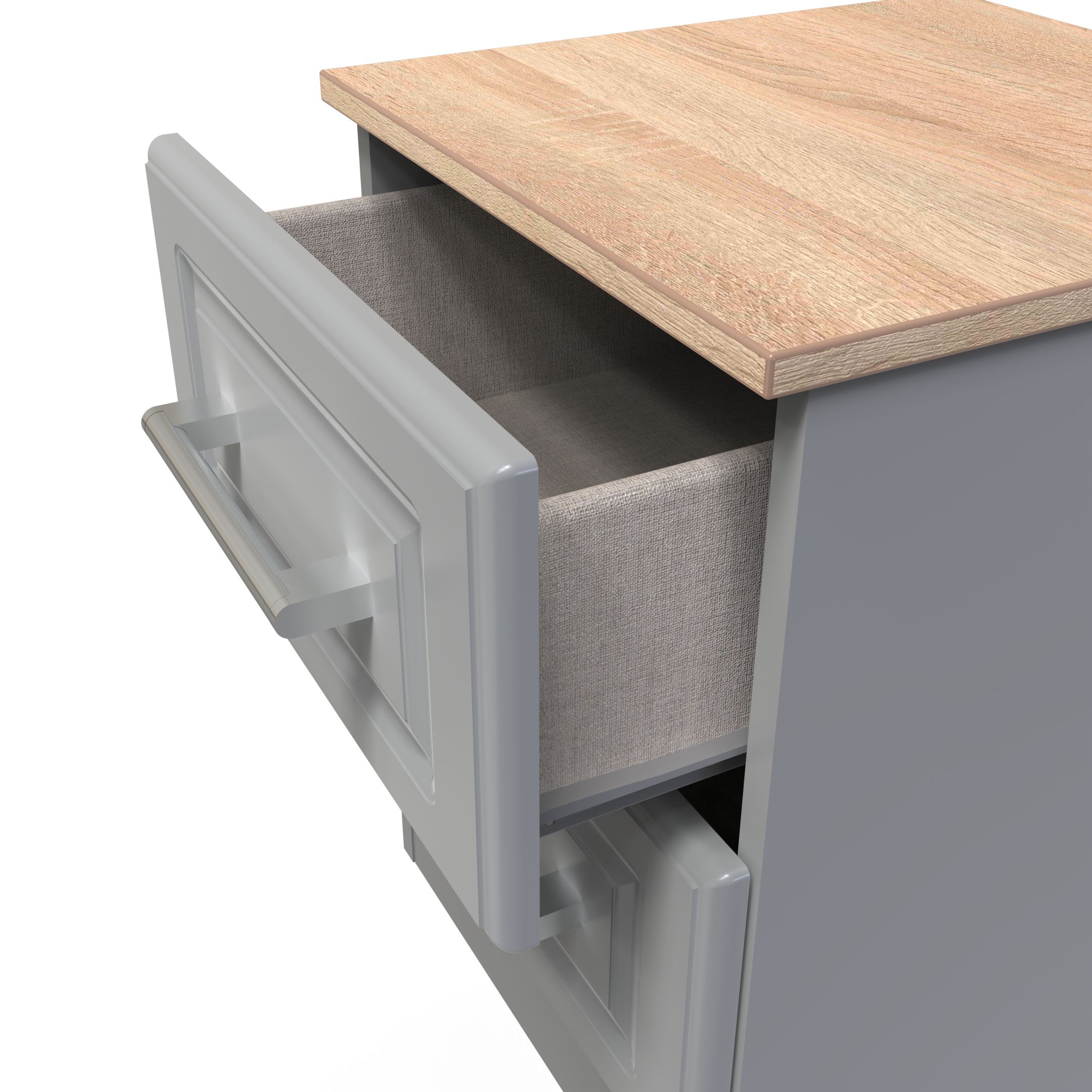 Kent Ready assembled Matt dark grey light oak effect 2 Drawer Bedside chest (H)505mm (W)395mm (D)415mm