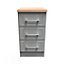 Kent Ready assembled Matt dark grey light oak effect 3 Drawer Bedside chest (H)695mm (W)395mm (D)415mm