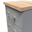 Kent Ready assembled Matt dark grey light oak effect 3 Drawer Bedside chest (H)695mm (W)395mm (D)415mm