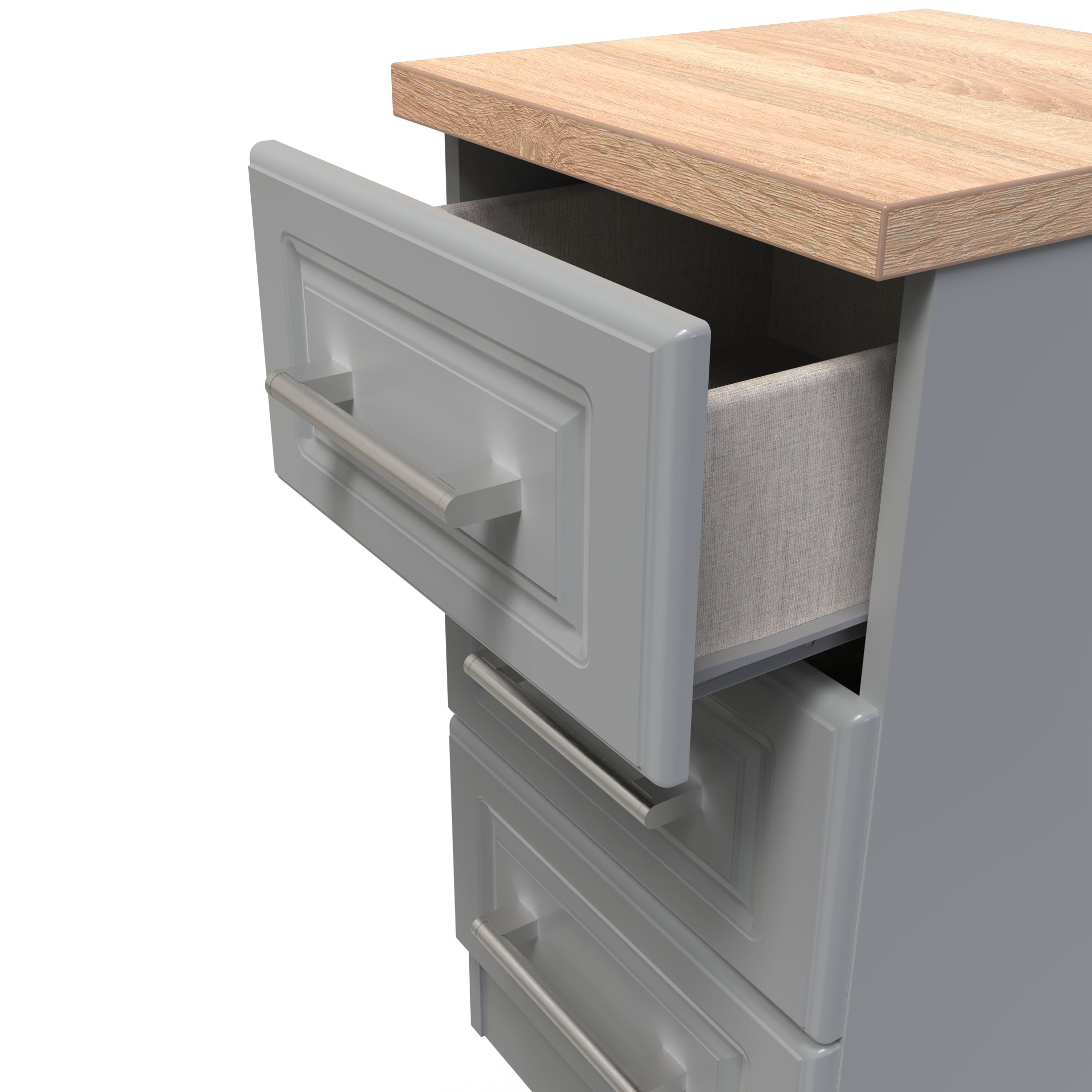 Kent Ready assembled Matt dark grey light oak effect 3 Drawer Bedside chest (H)695mm (W)395mm (D)415mm