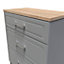 Kent Ready assembled Matt dark grey light oak effect 3 Drawer Chest of drawers (H)885mm (W)765mm (D)415mm