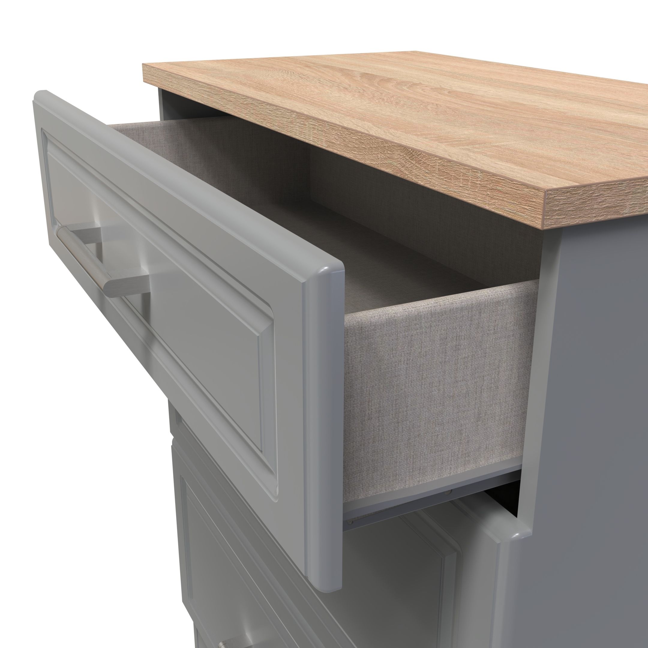 Kent Ready assembled Matt dark grey light oak effect 3 Drawer Chest of drawers (H)885mm (W)765mm (D)415mm