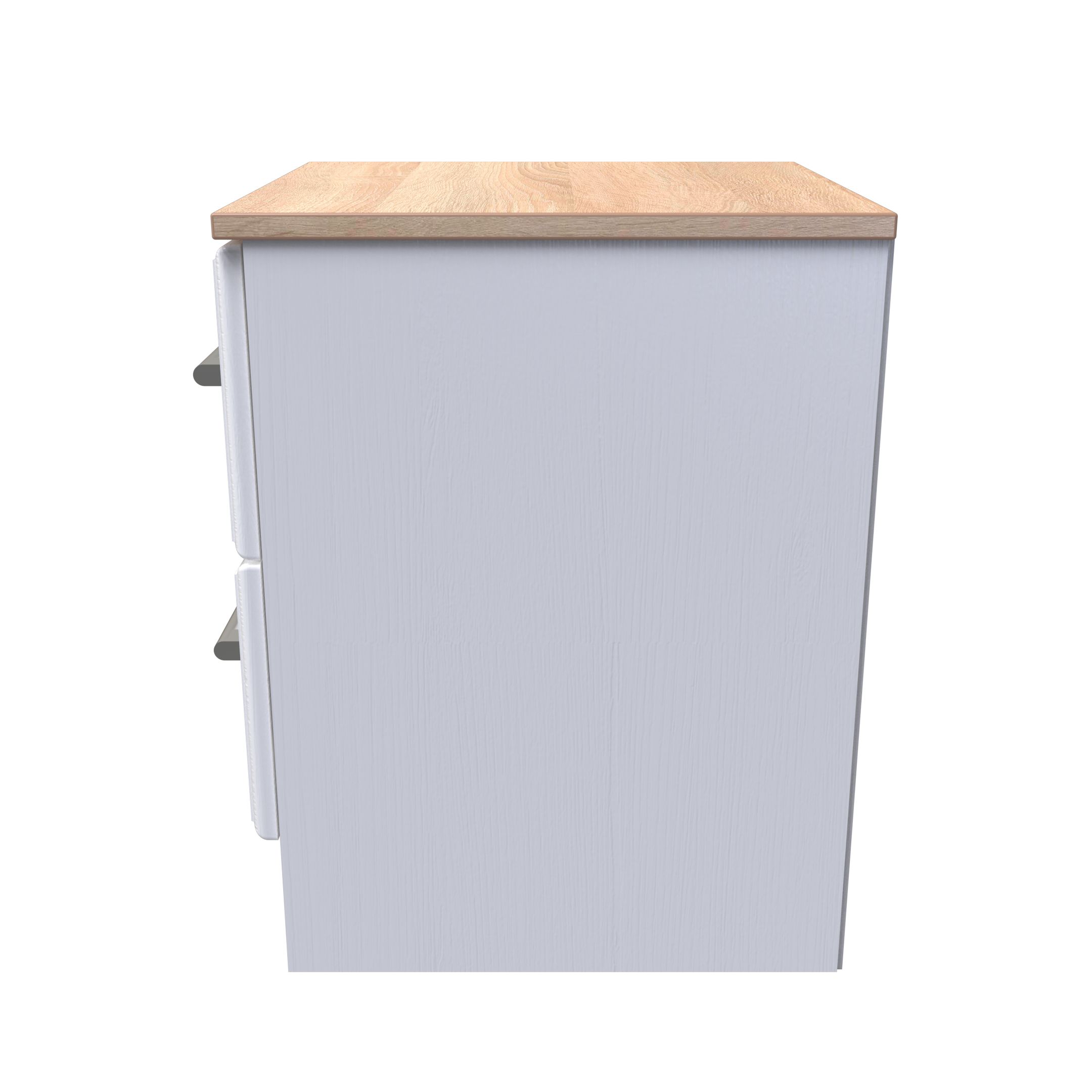 Kent Ready assembled Matt white light oak effect 2 Drawer Bedside chest (H)505mm (W)395mm (D)415mm