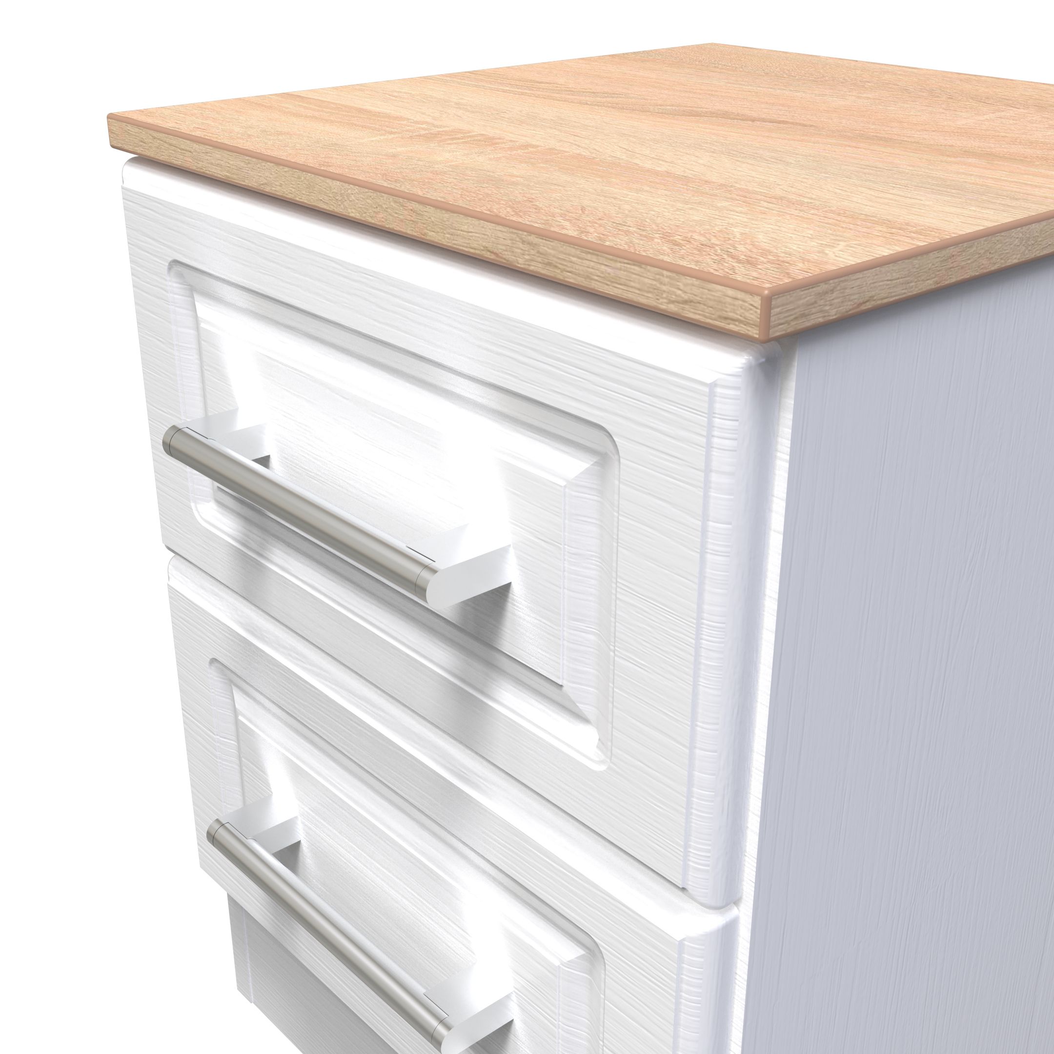 Kent Ready assembled Matt white light oak effect 2 Drawer Bedside chest (H)505mm (W)395mm (D)415mm