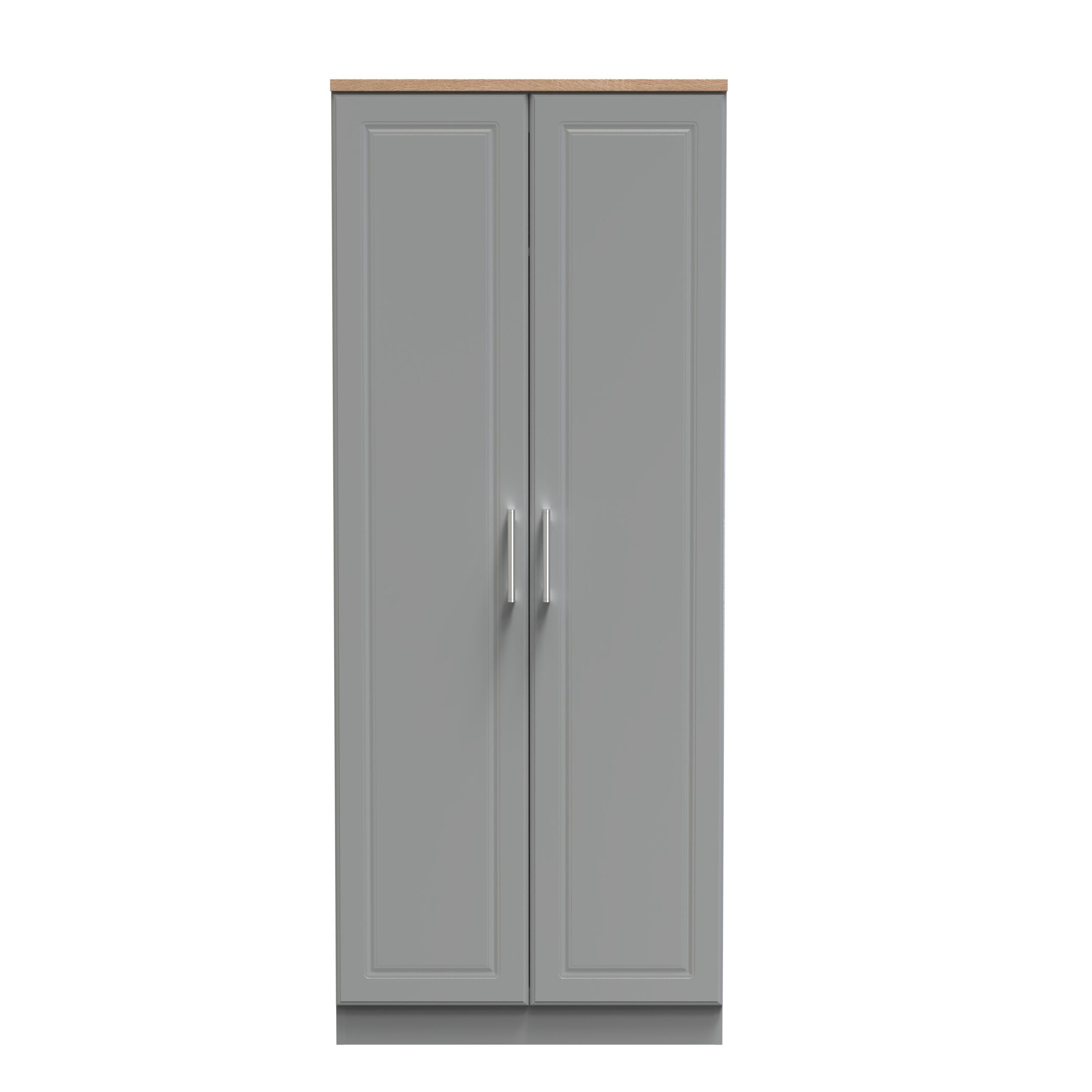 Kent Ready assembled Traditional Matt dusk grey & oak Large Double Wardrobe (H)1825mm (W)740mm (D)530mm