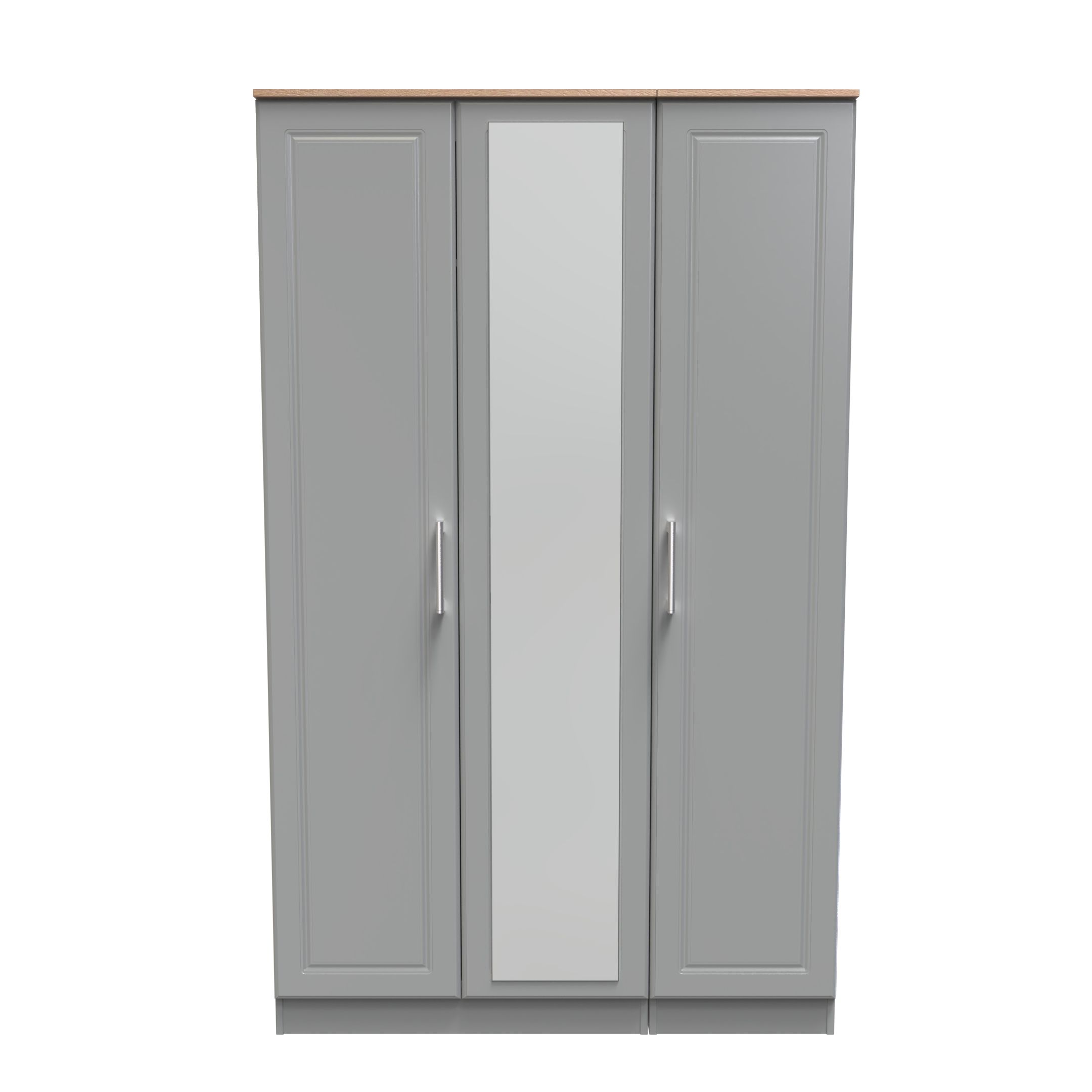 Kent Ready assembled Traditional Matt dusk grey & oak Large Triple Wardrobe (H)1825mm (W)1110mm (D)530mm
