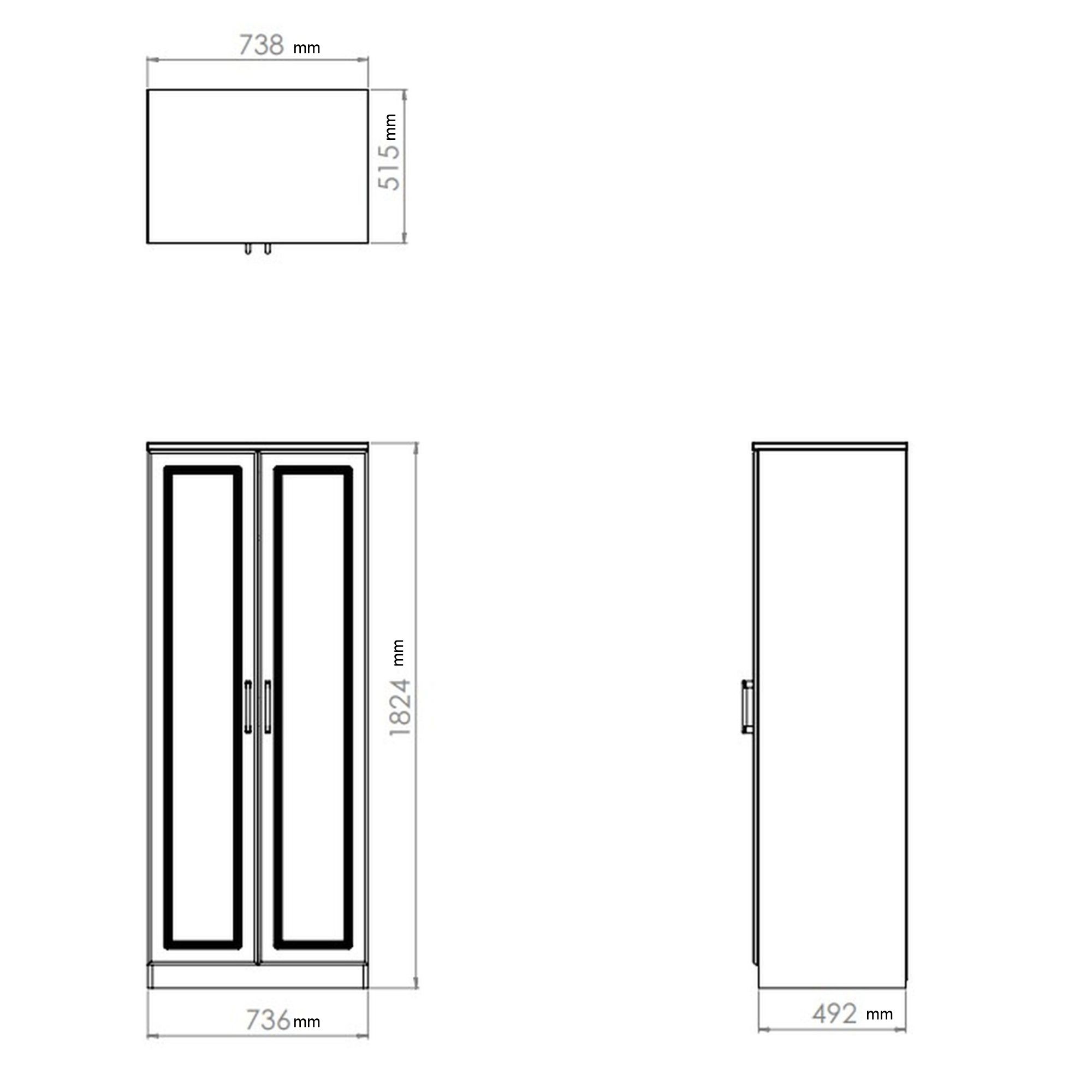 Kent Ready assembled Traditional Matt white & oak Large Double Wardrobe (H)1825mm (W)740mm (D)530mm
