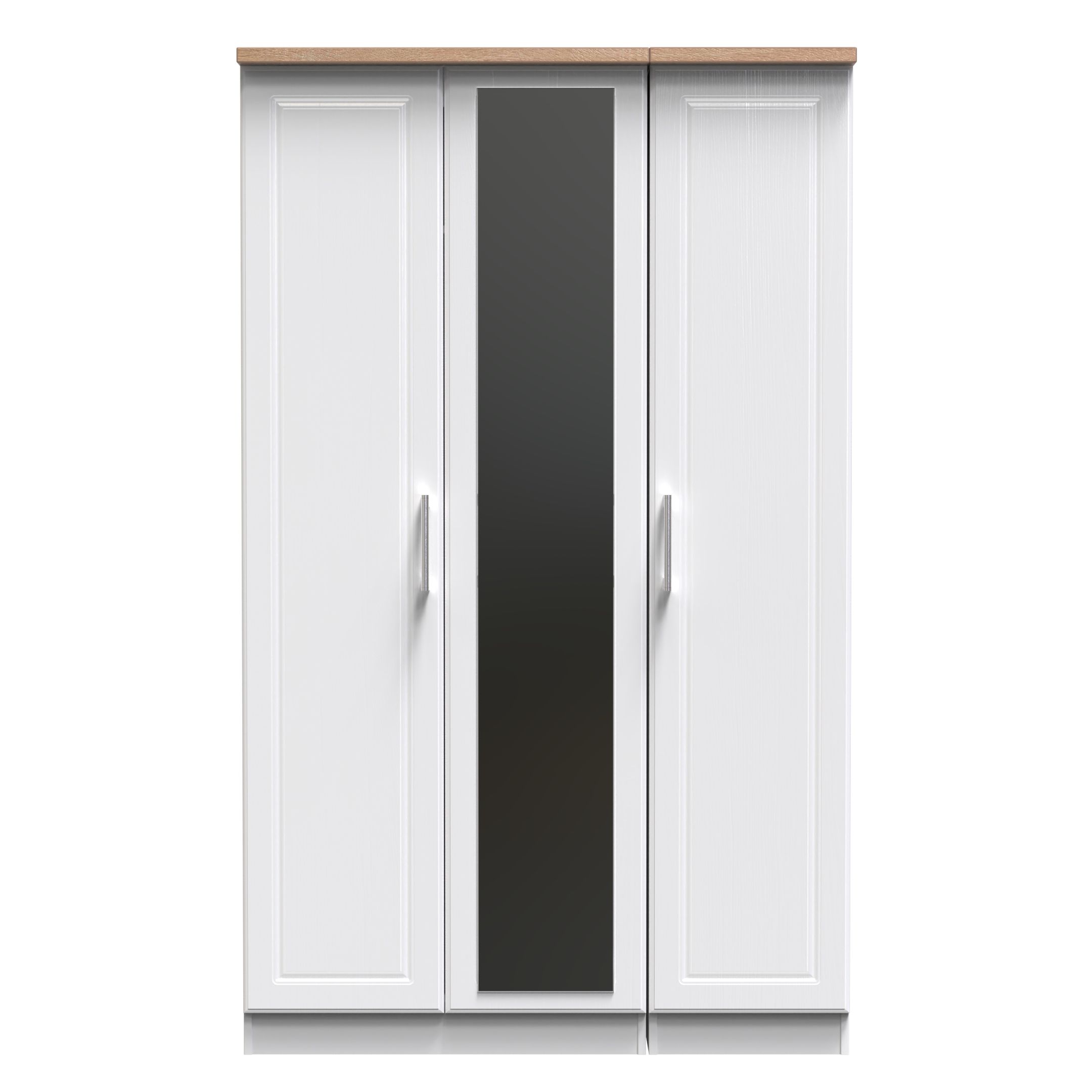 Kent Ready assembled Traditional Matt white & oak Large Triple Wardrobe (H)1825mm (W)1110mm (D)530mm