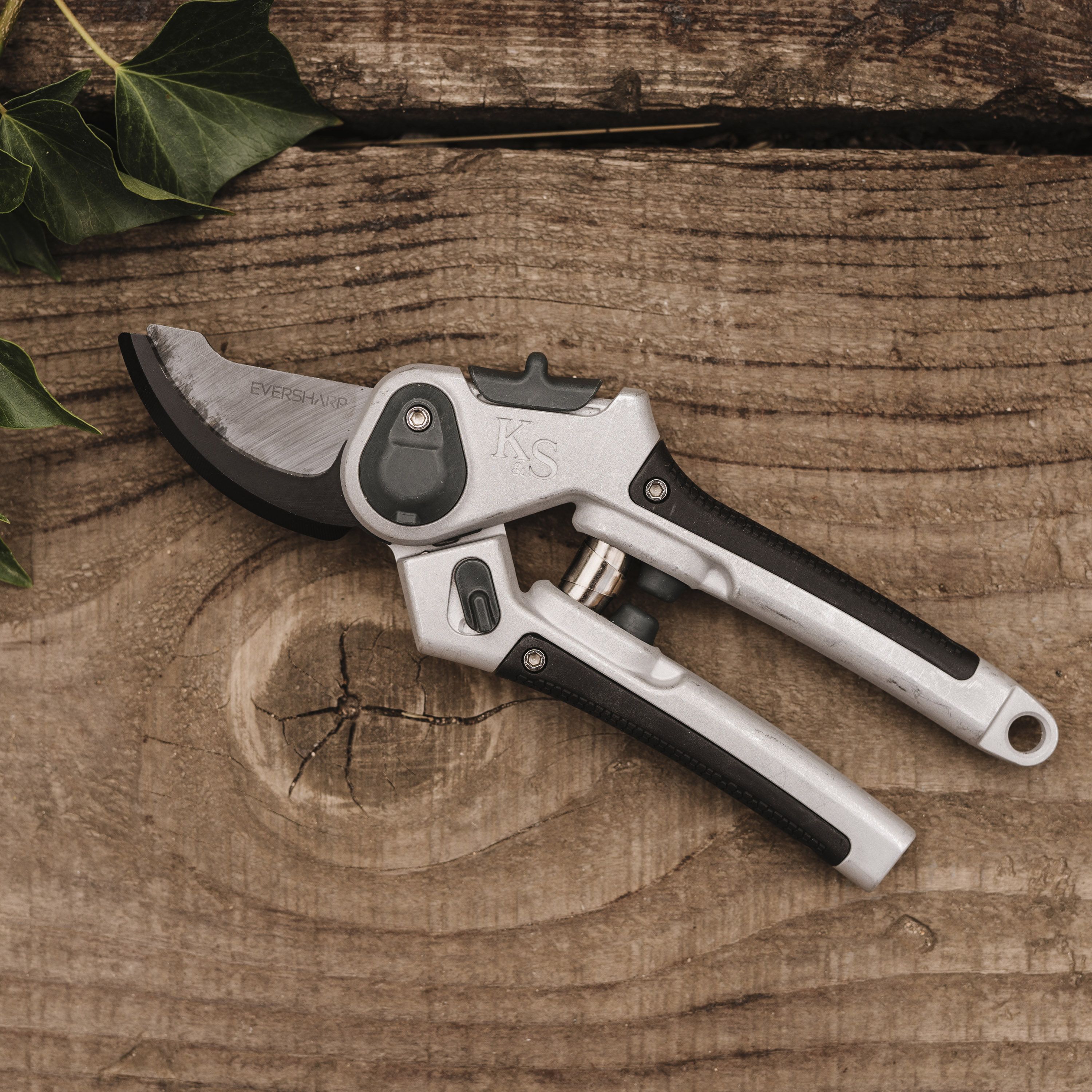 Kent & Stowe Garden Cutting Grey & Black Bypass Secateurs (H) 246mm x (W) 180mm