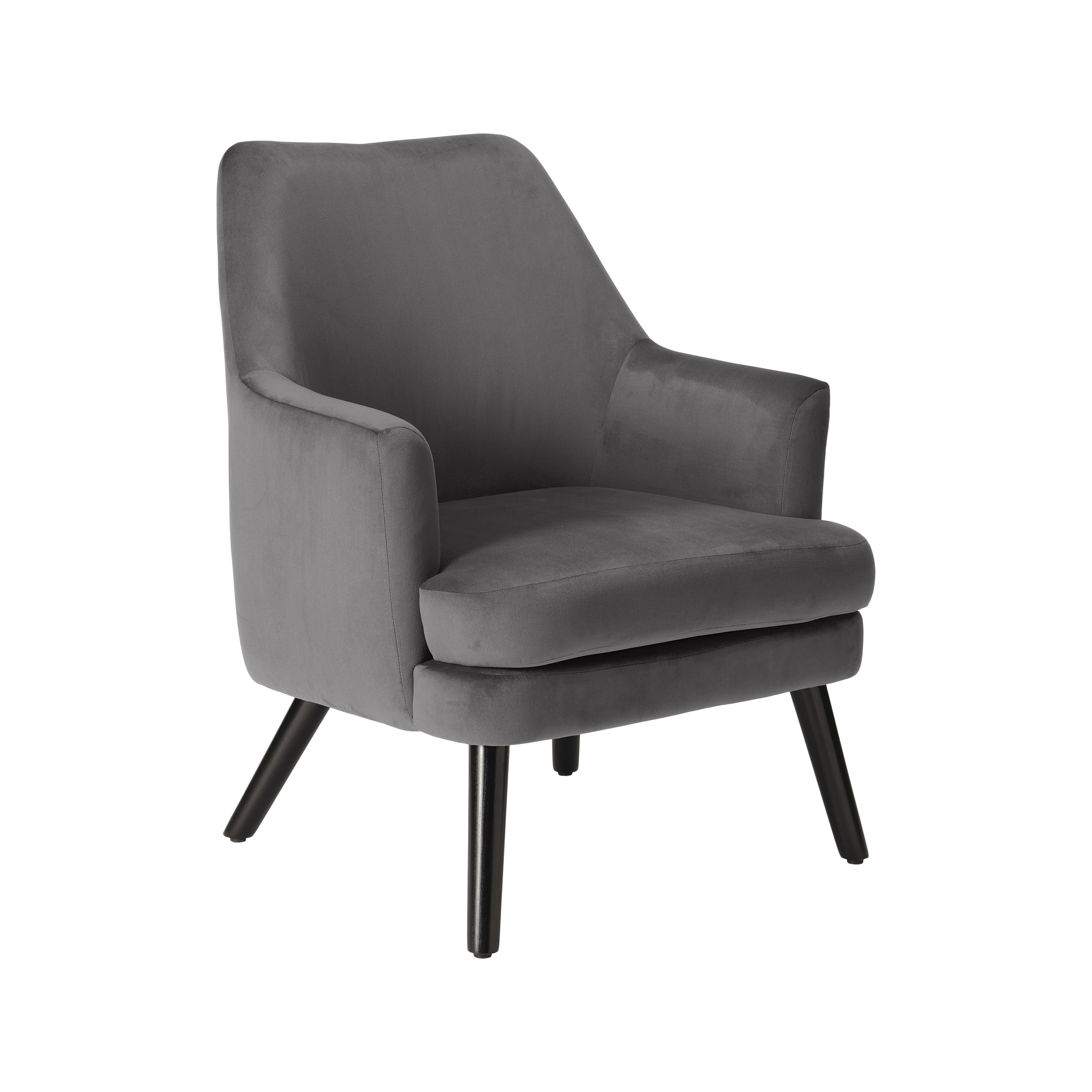 Kenver Dark grey Velvet effect Relaxer chair (H)895mm (W)720mm (D)735mm