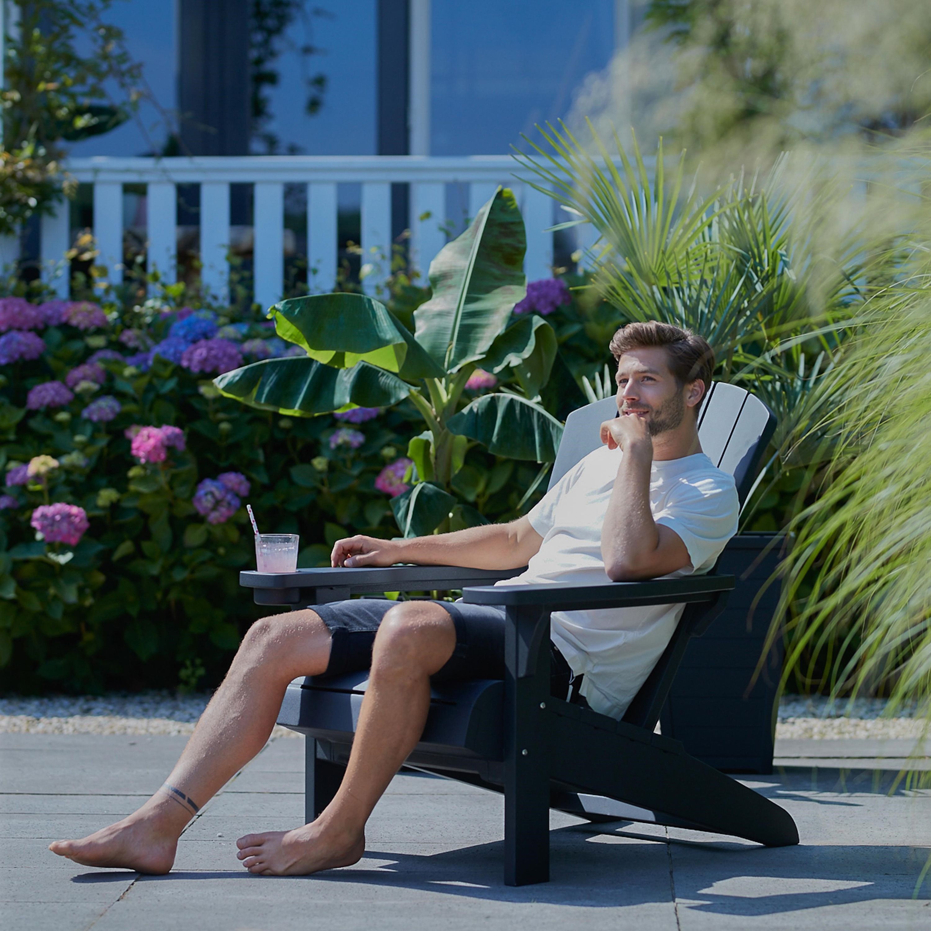 Keter Alpine Adirondack Grey Resin Deck chair, Pack of 2