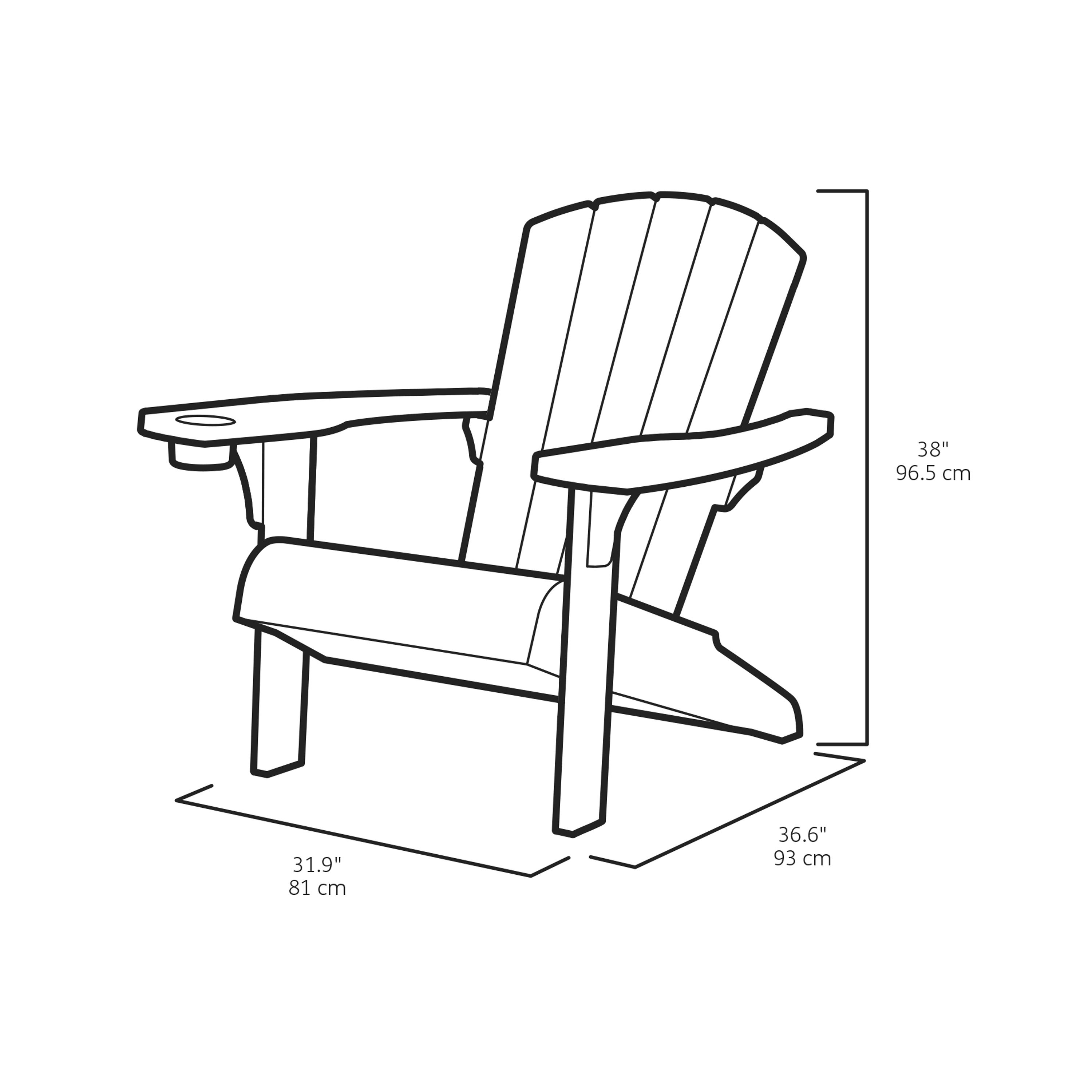Keter Alpine Adirondack Grey Resin Deck chair, Pack of 2