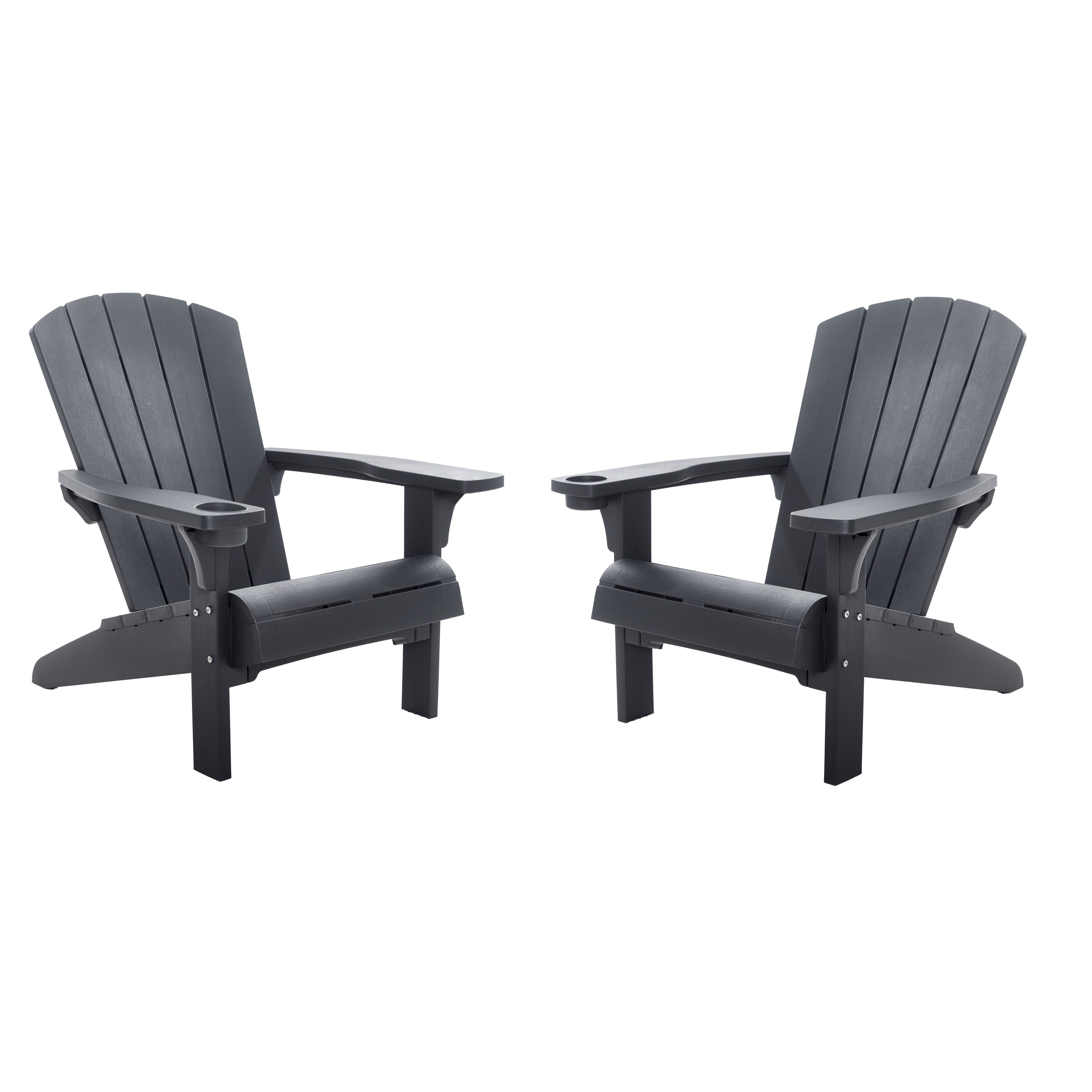 Keter Alpine Adirondack Grey Resin Deck chair, Pack of 2
