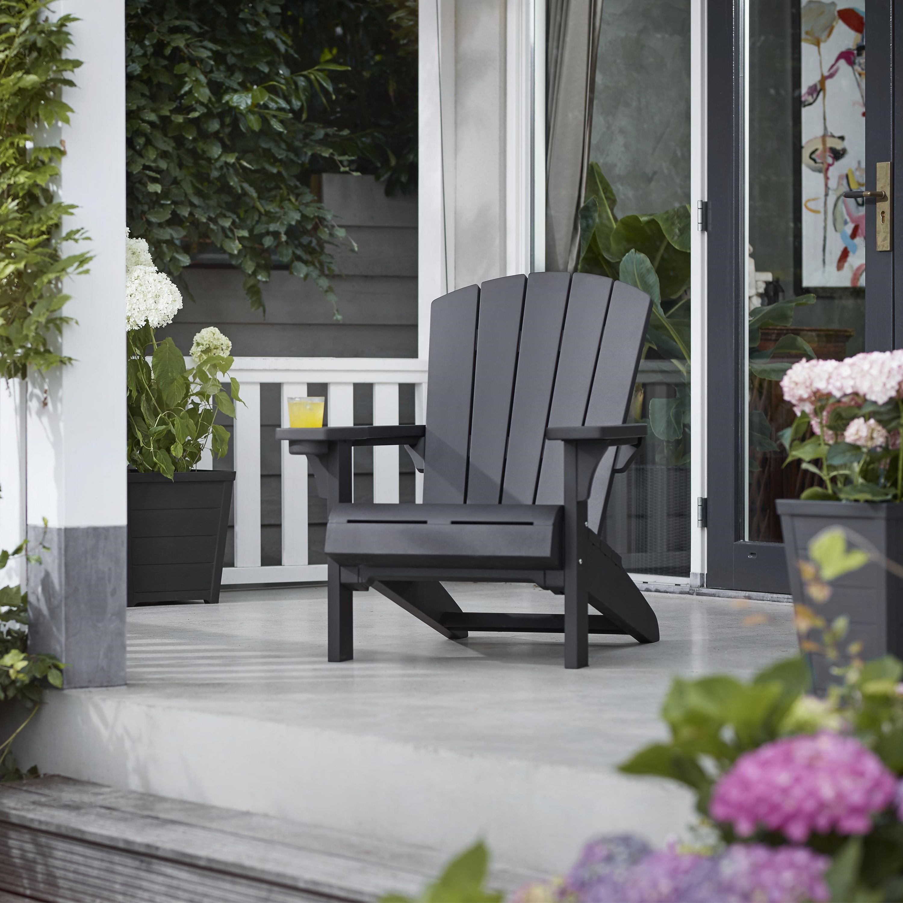 Keter Alpine Adirondack Grey Resin Deck chair, Pack of 2