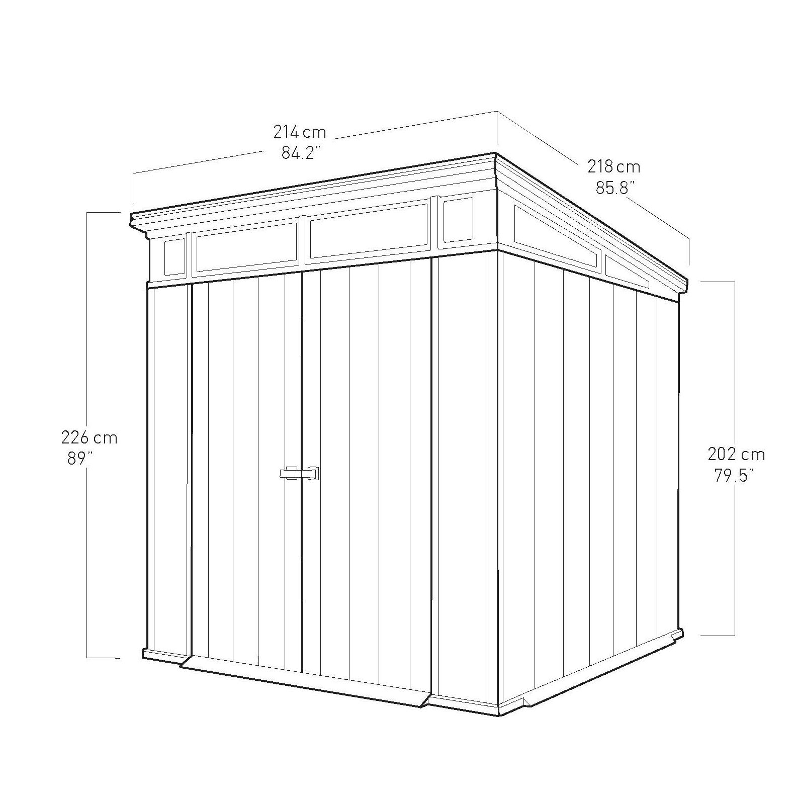 Keter Artisan 7x7 ft Pent Grey Plastic 2 door Shed with floor & 1 window