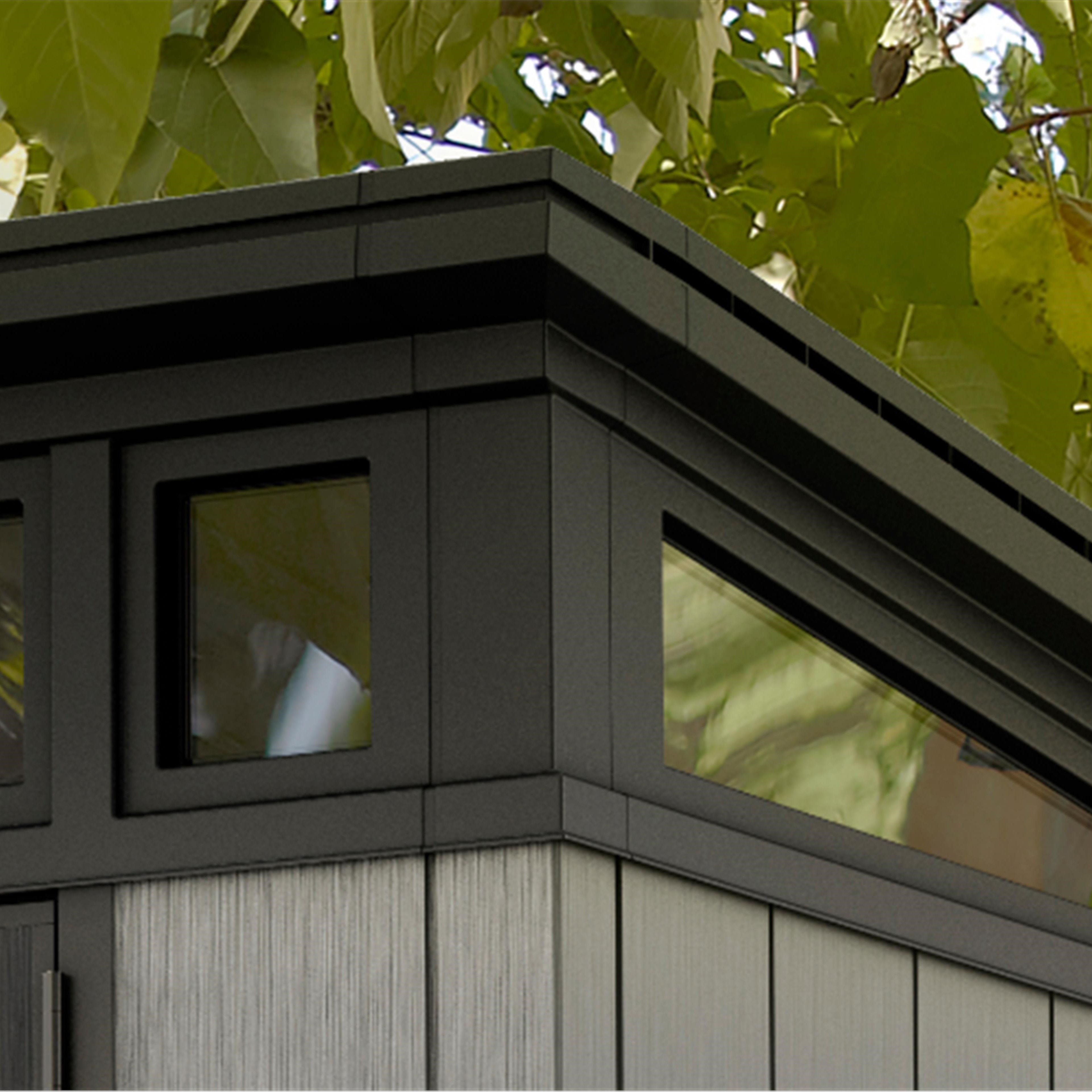 Keter Artisan 7x7 ft Pent Grey Plastic 2 door Shed with floor & 1 window