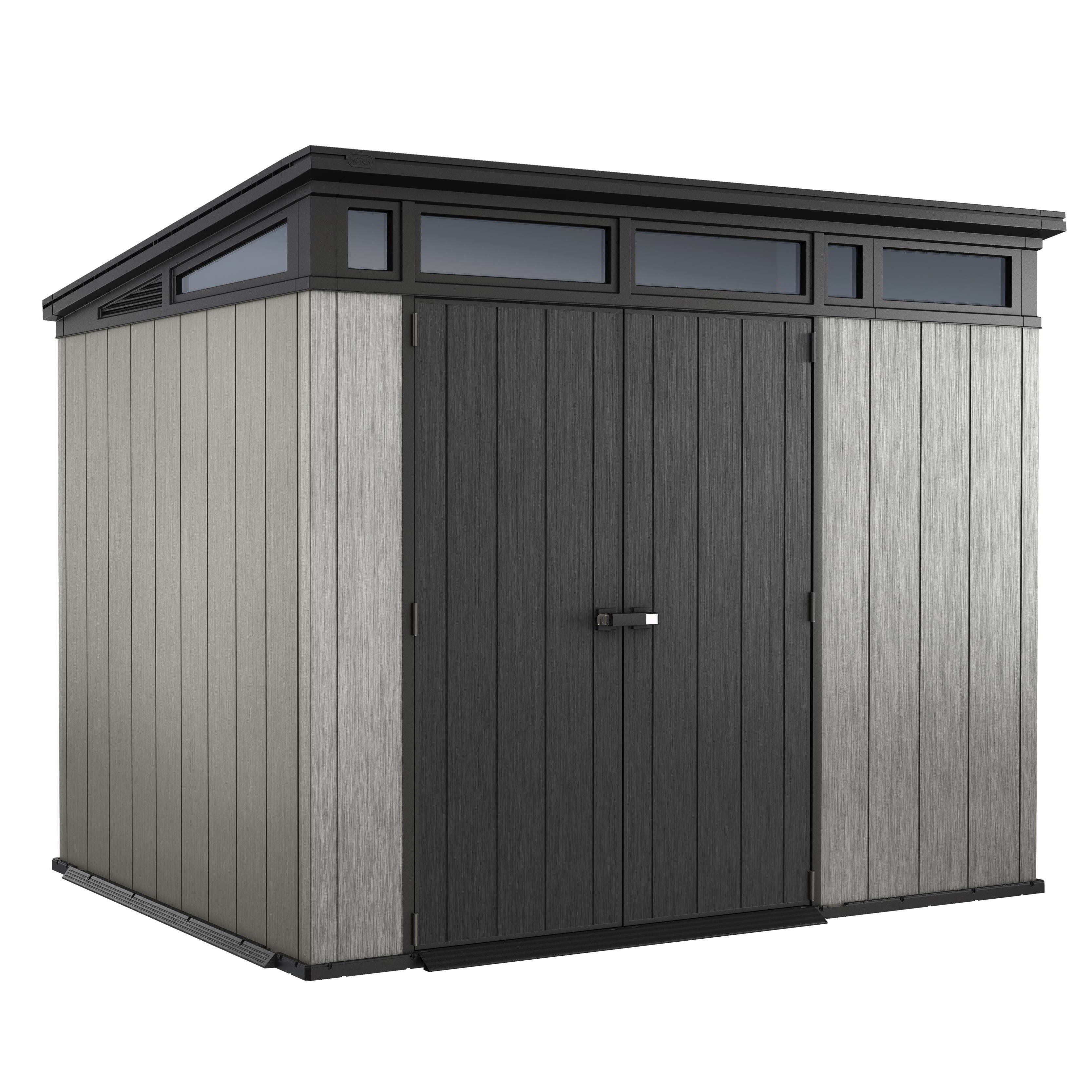 Keter Artisan 9x7 ft Pent Grey Plastic 2 door Shed with floor & 1 window