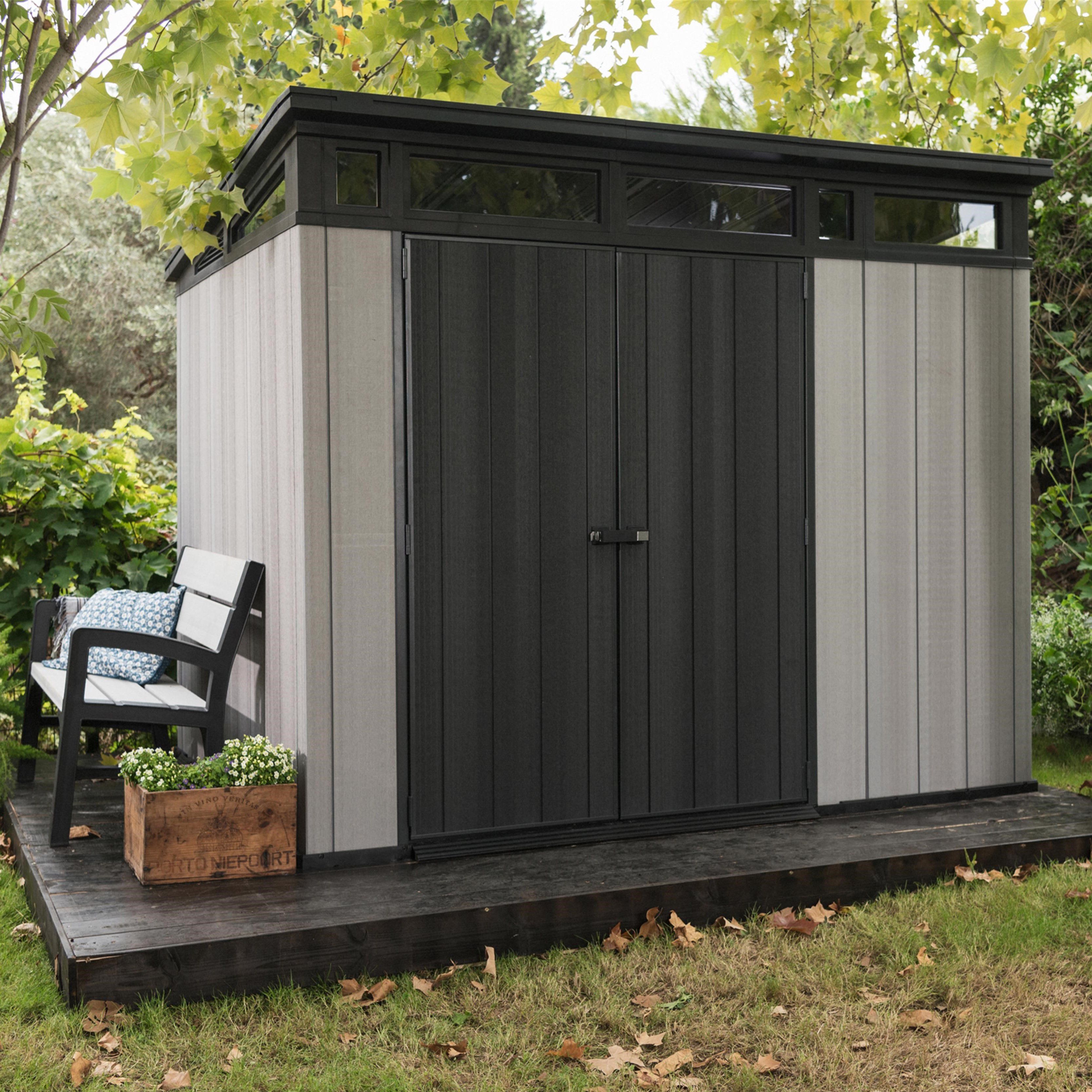 Keter Artisan 9x7 ft Pent Grey Plastic 2 door Shed with floor & 1 window