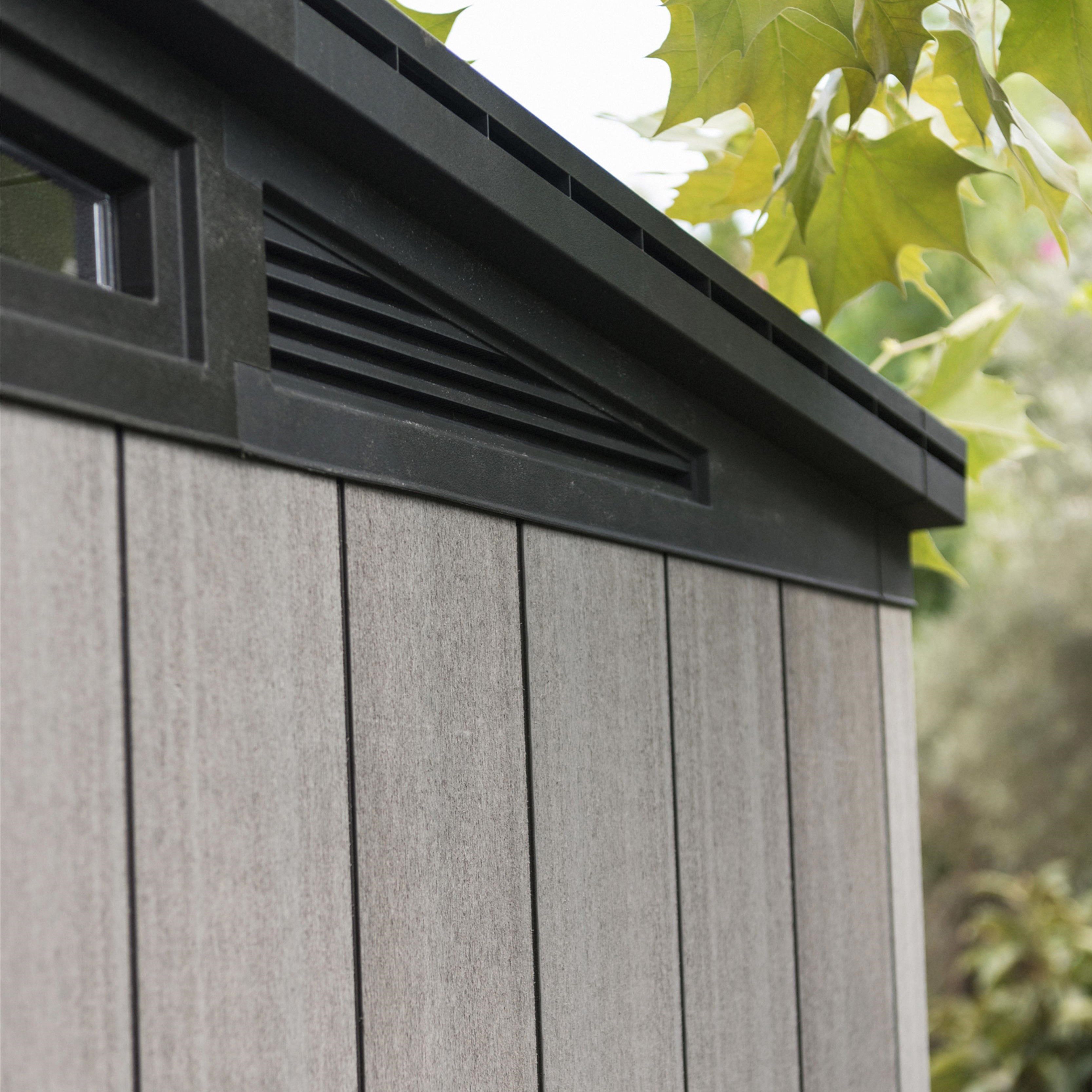 Keter Artisan 9x7 ft Pent Grey Plastic 2 door Shed with floor & 1 window