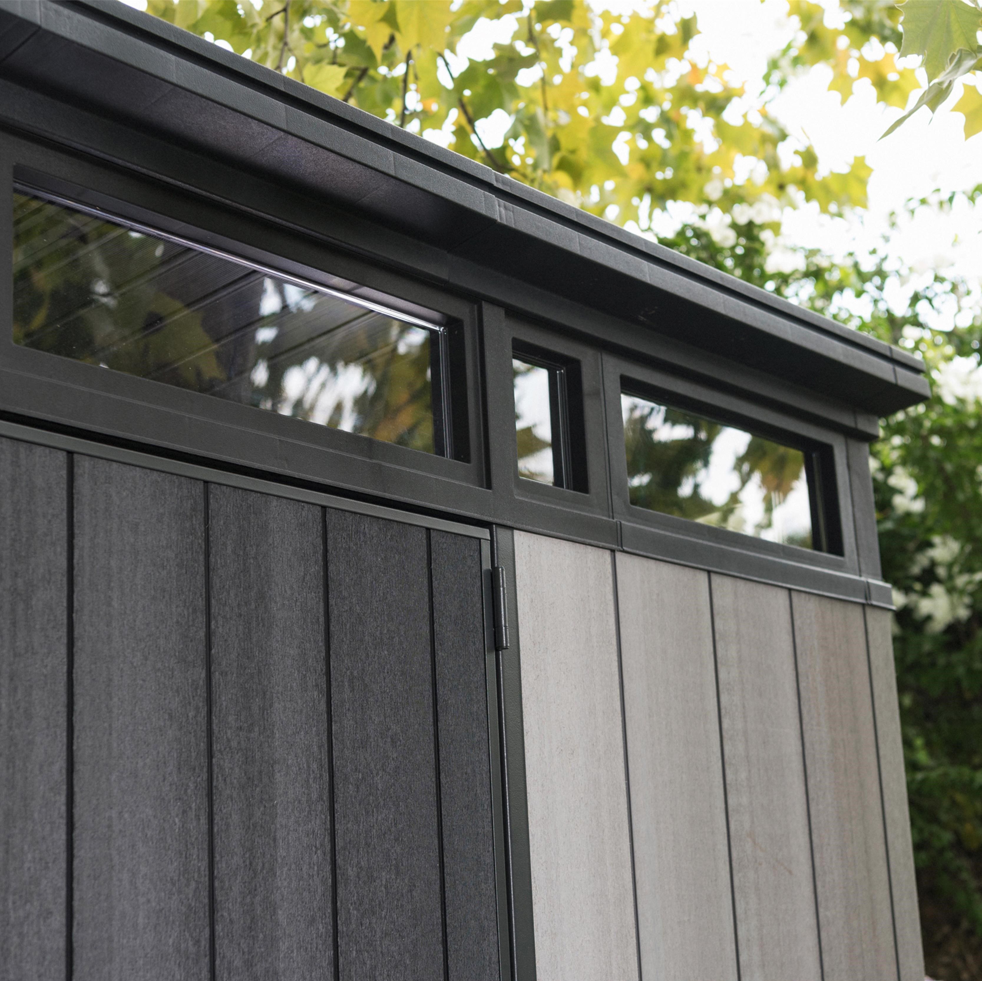 Keter Artisan 9x7 ft Pent Grey Plastic 2 door Shed with floor & 1 window
