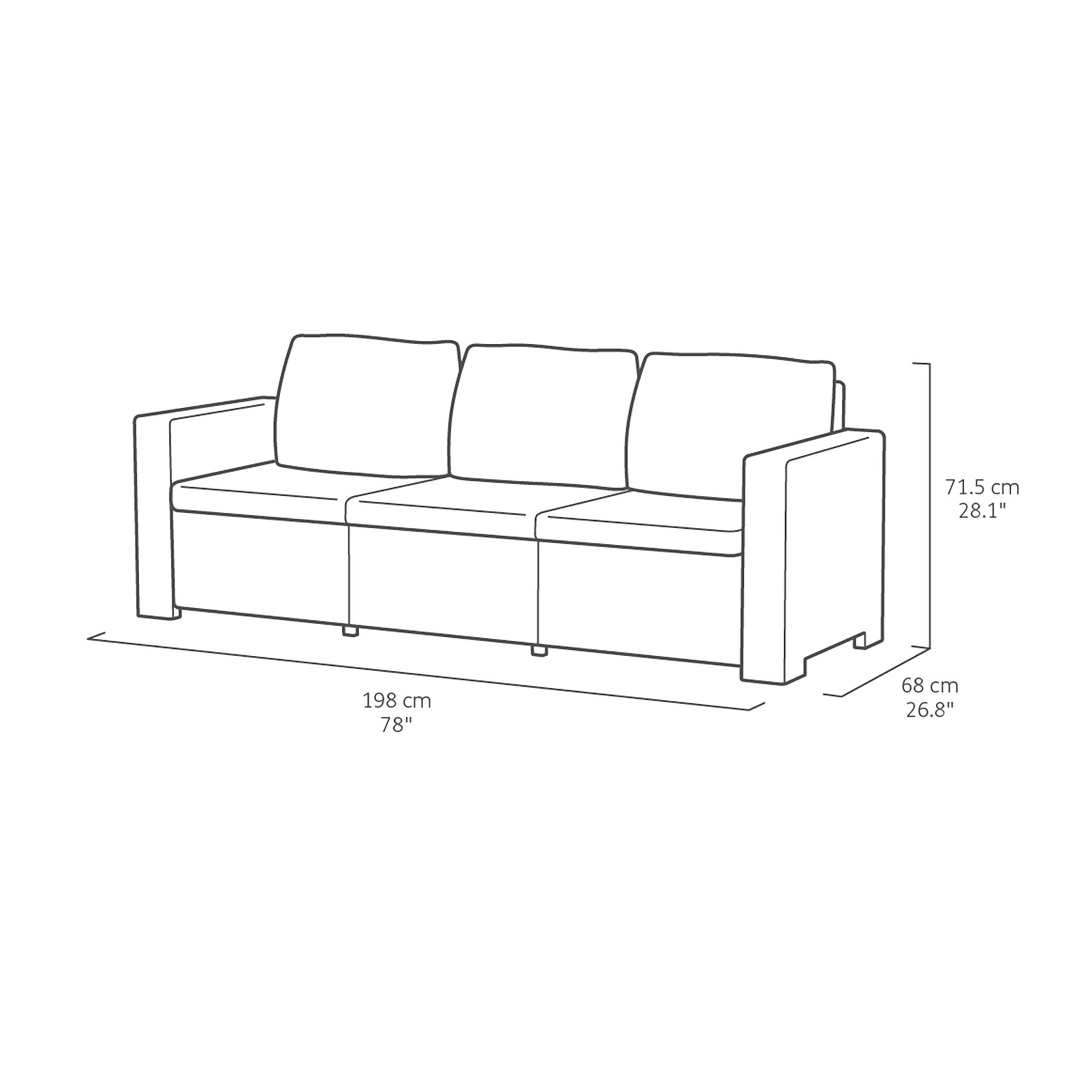 Keter California Chaise Graphite Resin 3 Seater Garden furniture set with Footstool