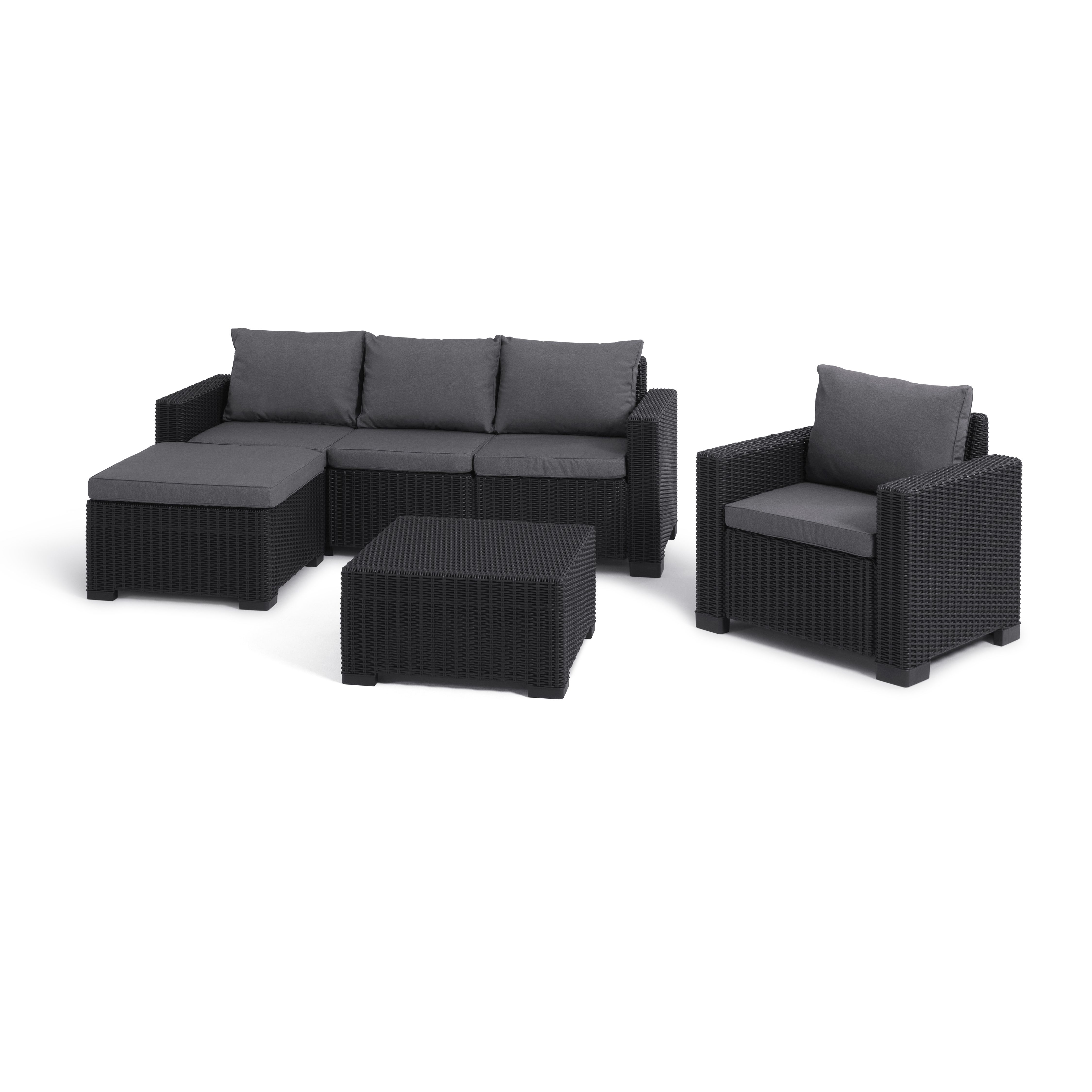 Keter California Graphite 4 Seater Garden furniture set with Coffee table & Footstool