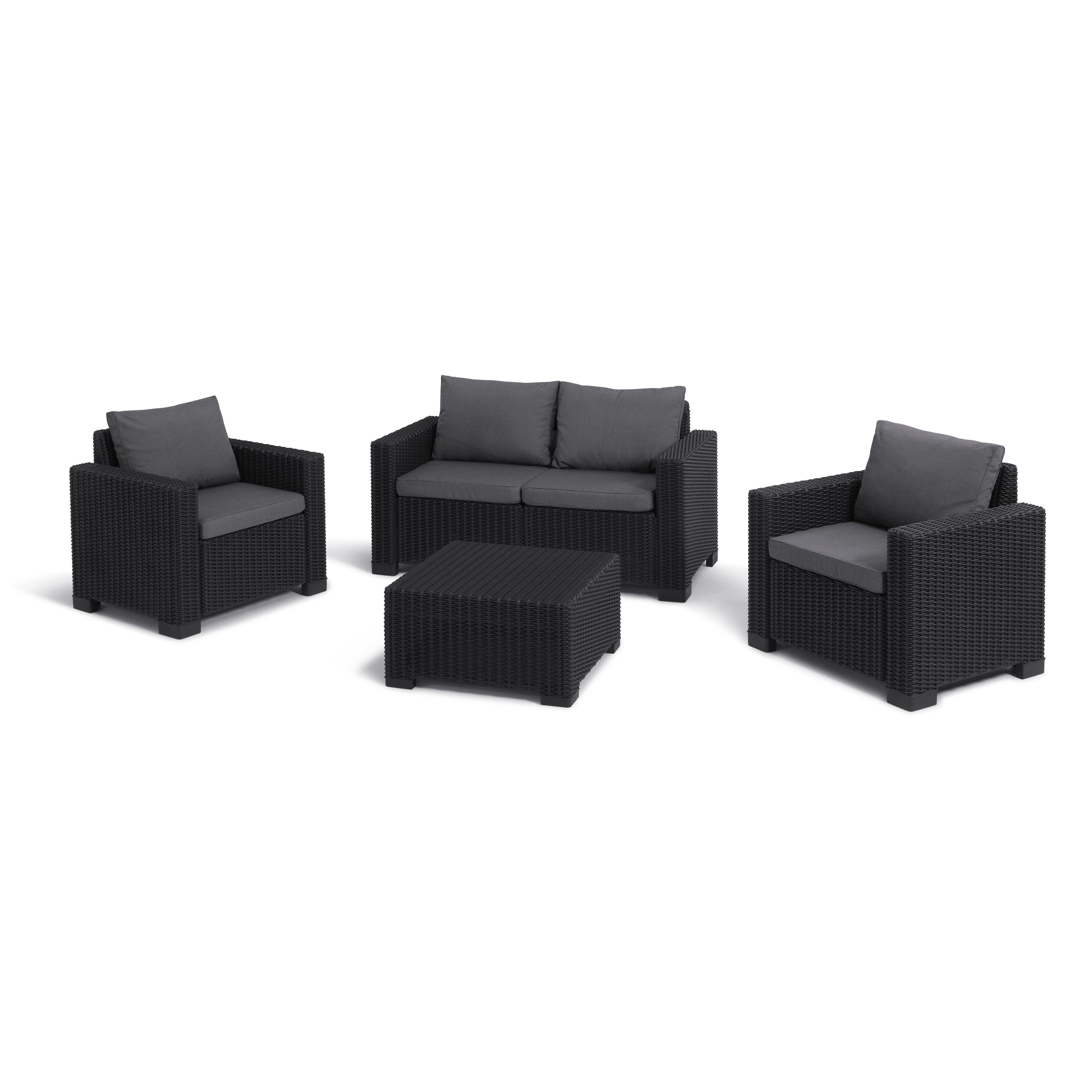Keter California Graphite Resin 4 Seater Garden furniture set with Coffee table