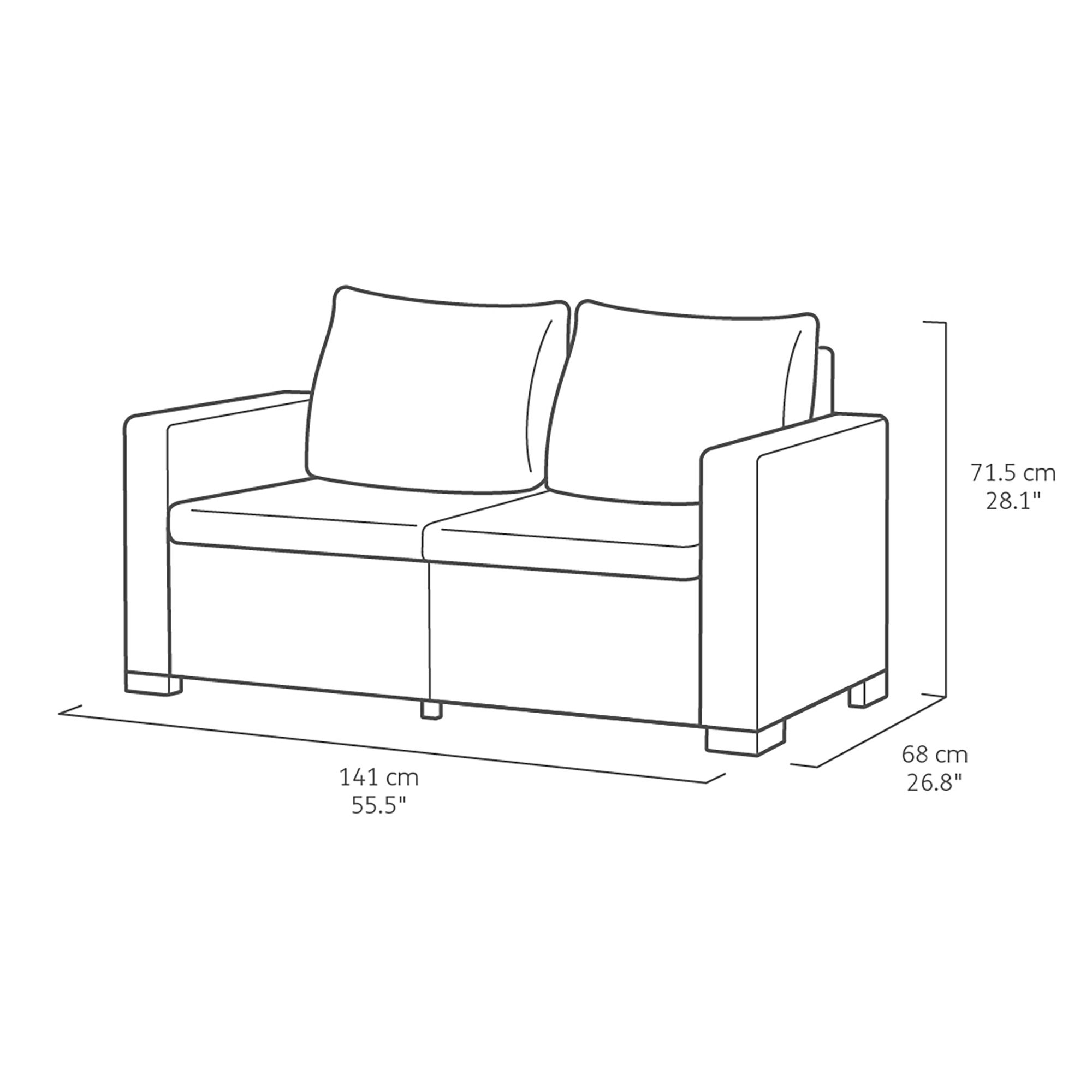 Keter California Graphite Resin 4 Seater Garden furniture set with Double sofa & Footstool