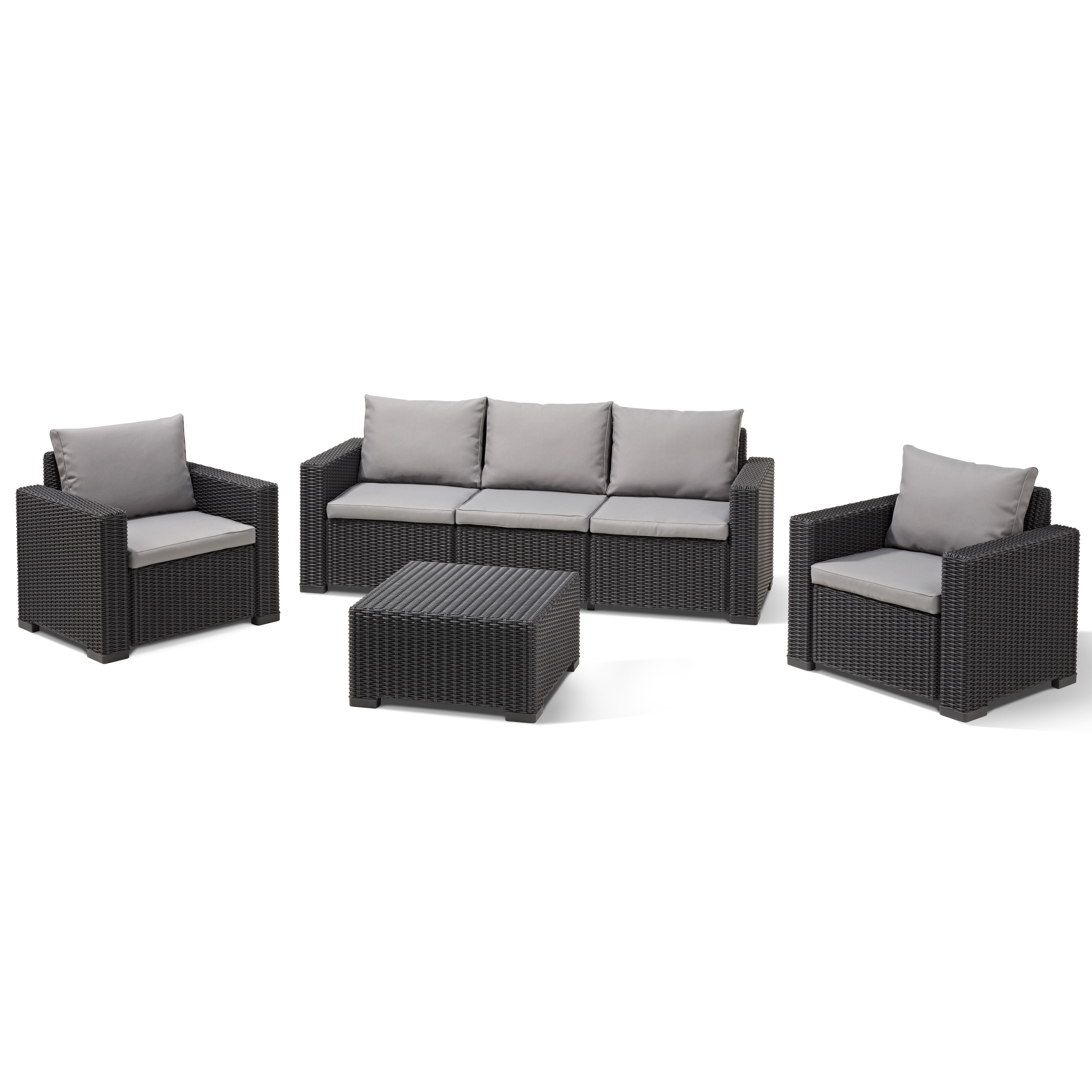 Keter California Graphite Resin 5 Seater Garden furniture set with Coffee table