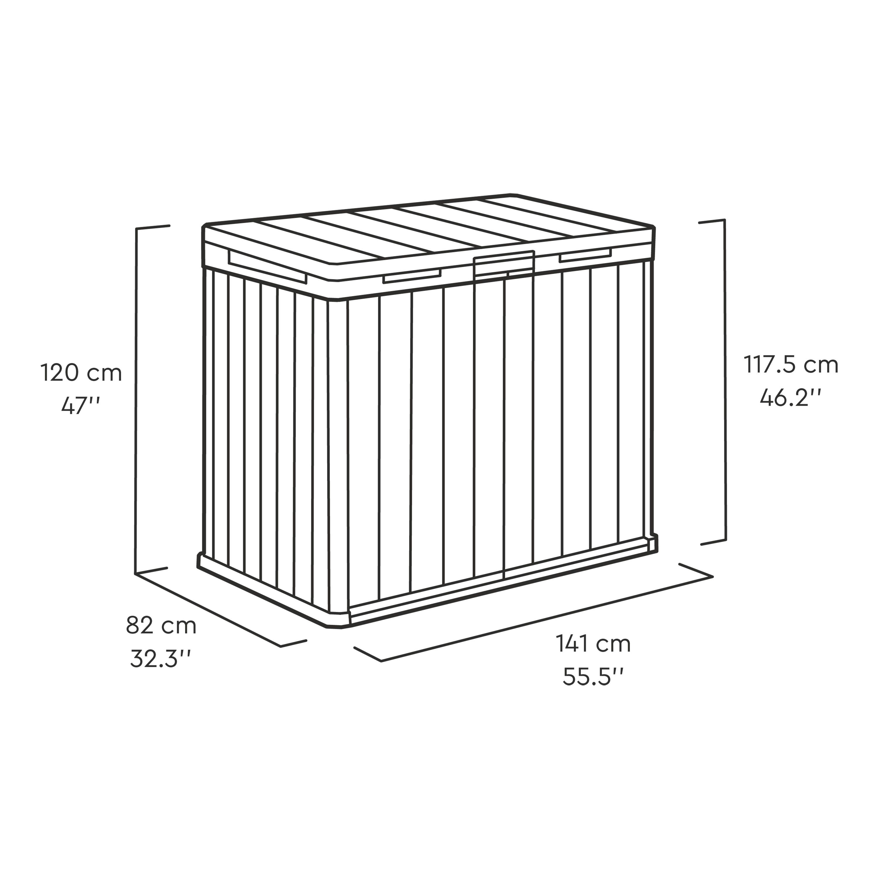 Keter Darwin Grey Wood effect Resin 141x82cm Bin storage 1150L