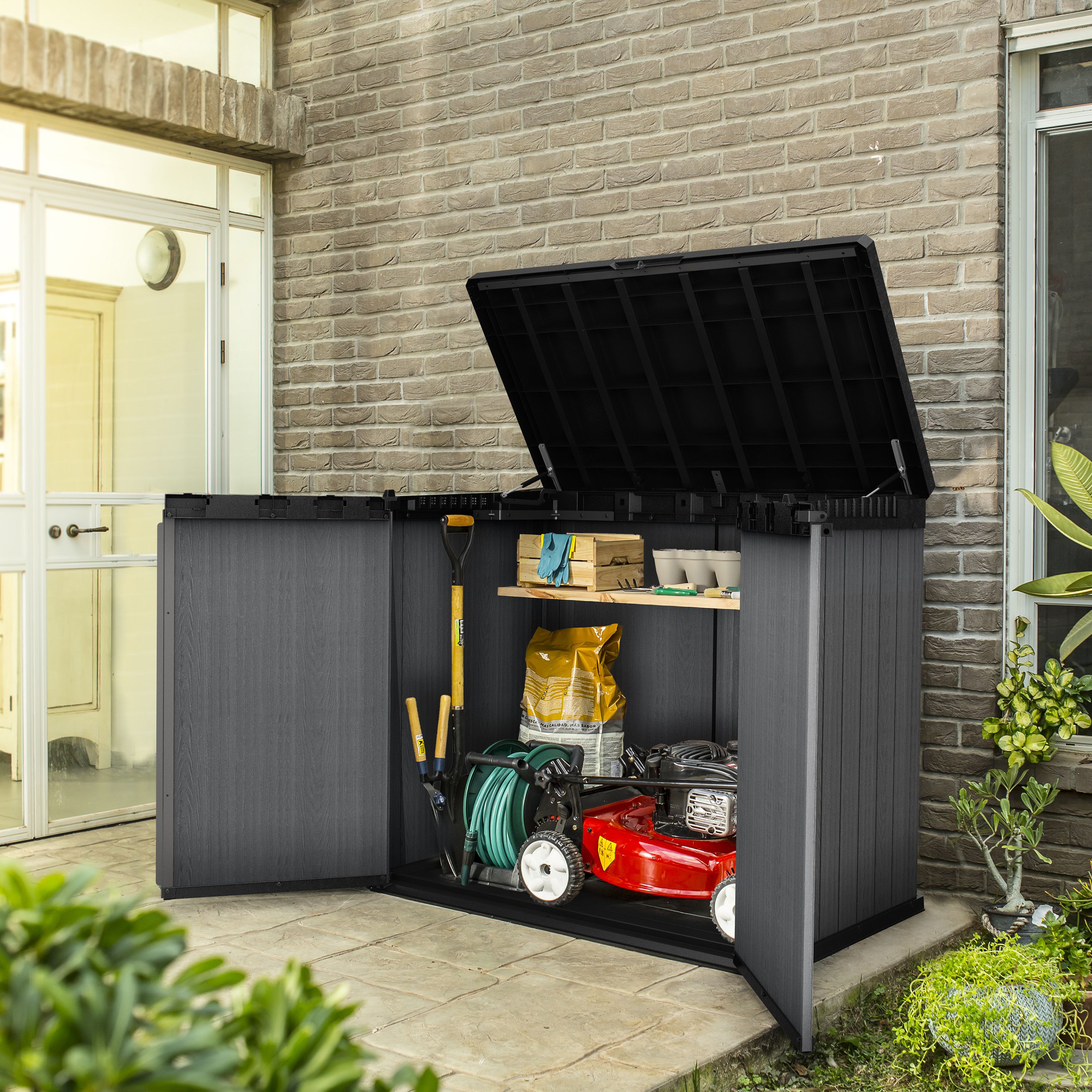 Keter Darwin Grey Wood effect Resin 141x82cm Bin storage 1150L