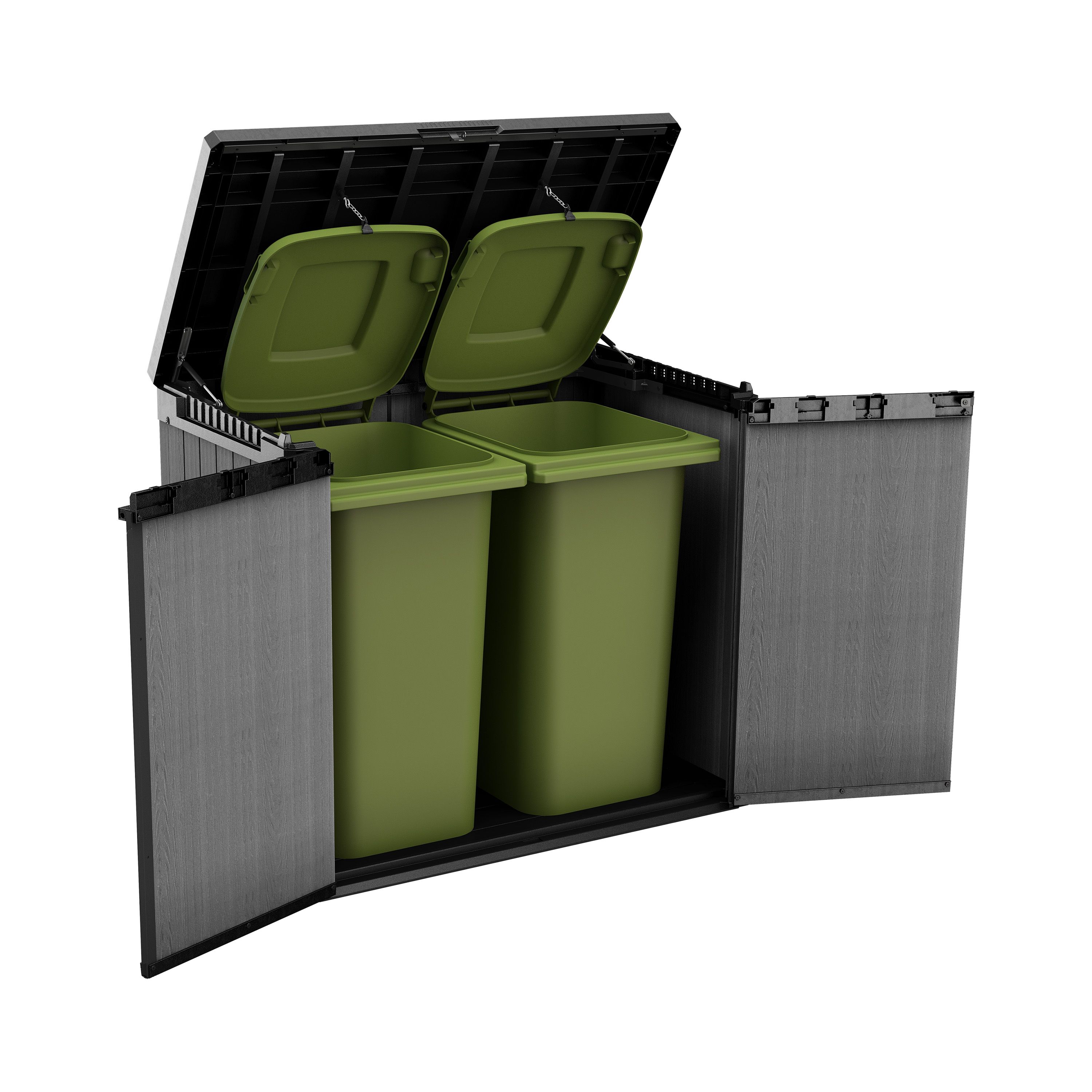 Keter Darwin Grey Wood effect Resin 141x82cm Bin storage 1150L