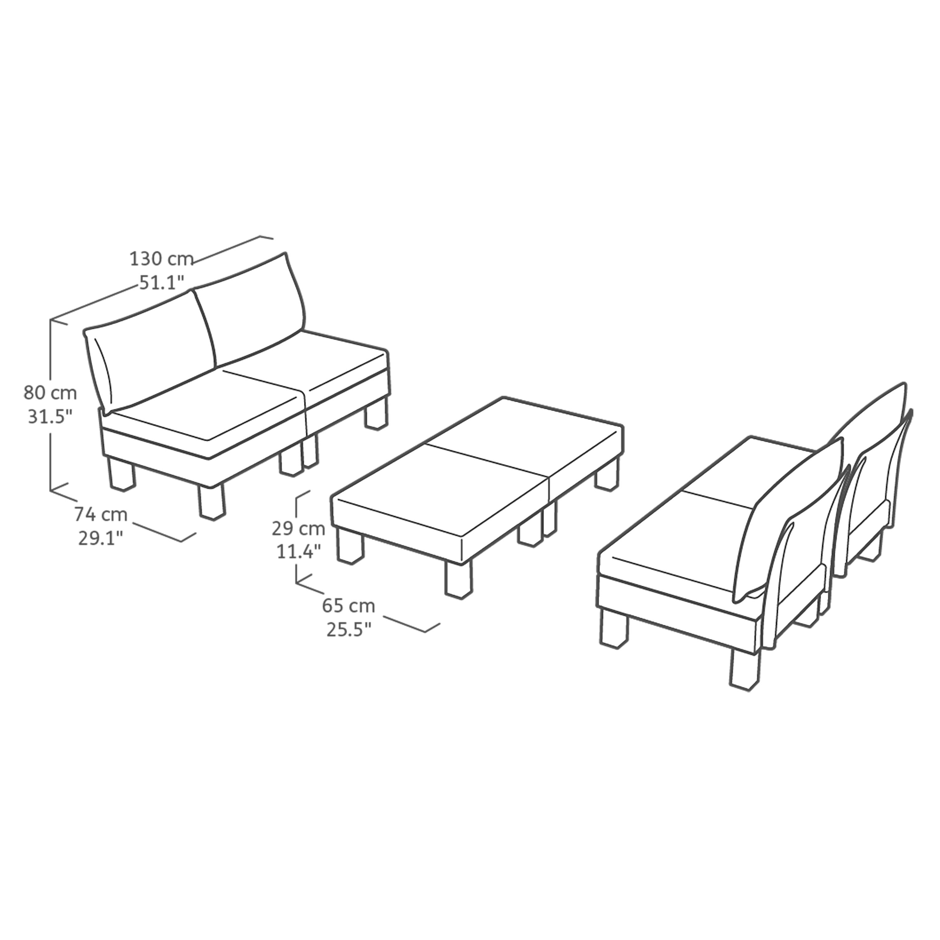 Keter Elements Grey 4 Seater Modular corner Seating