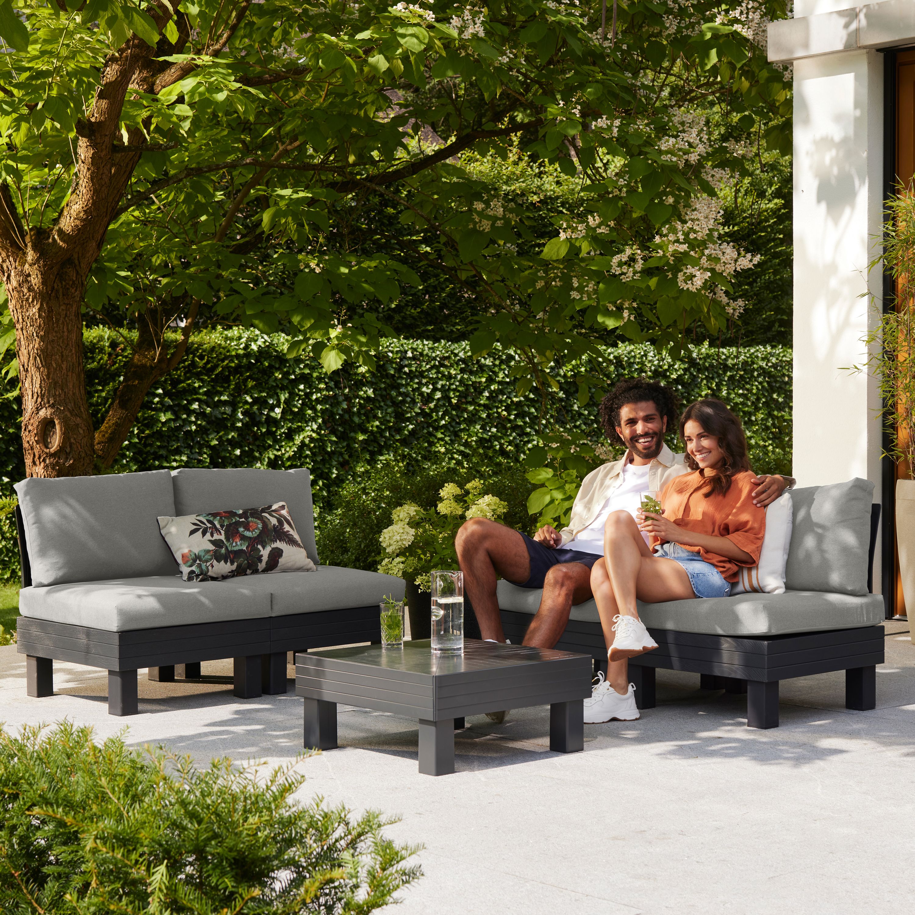 Keter Elements Grey 4 Seater Modular corner Seating