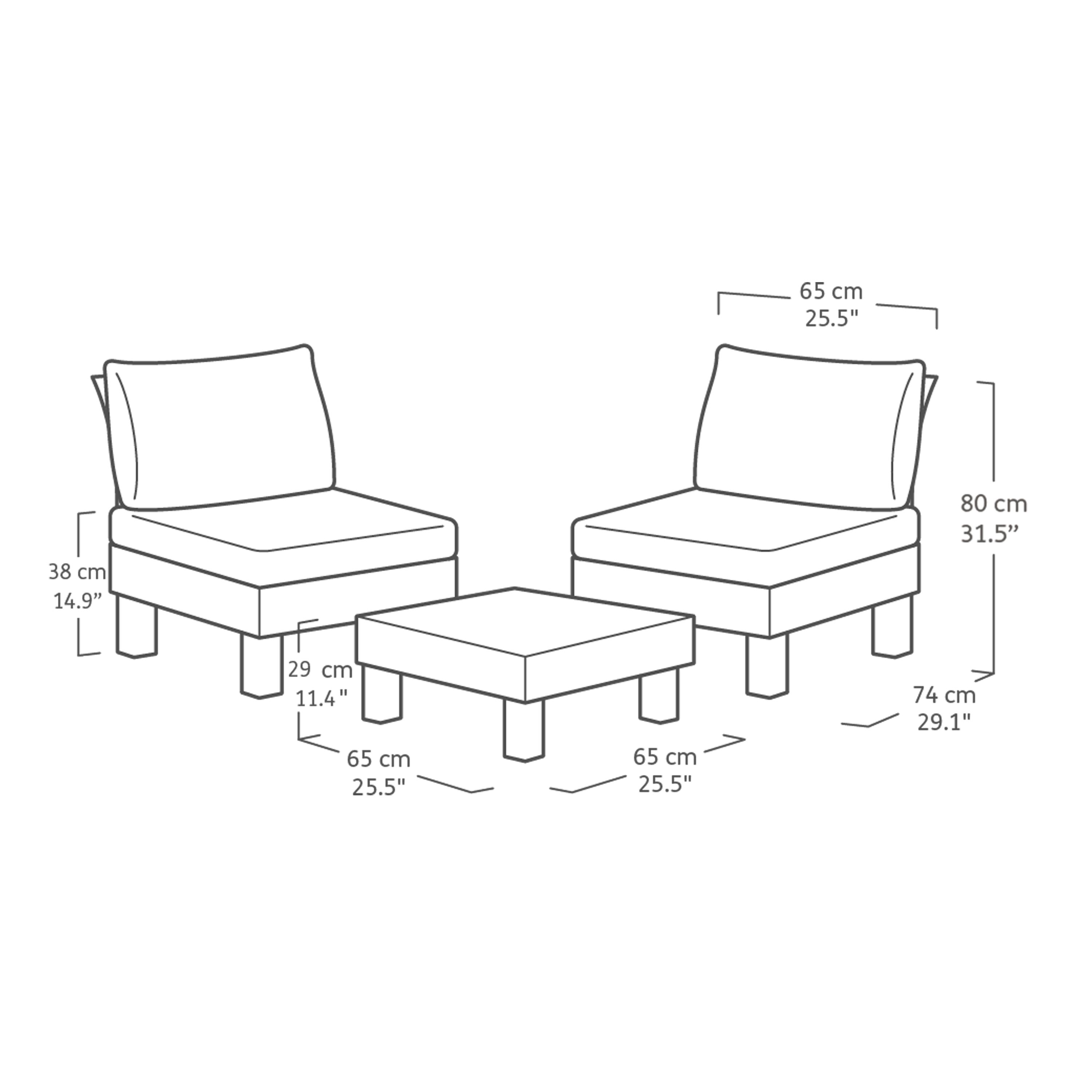 Keter Elements Matt Grey 2 Seater Modular Balcony set