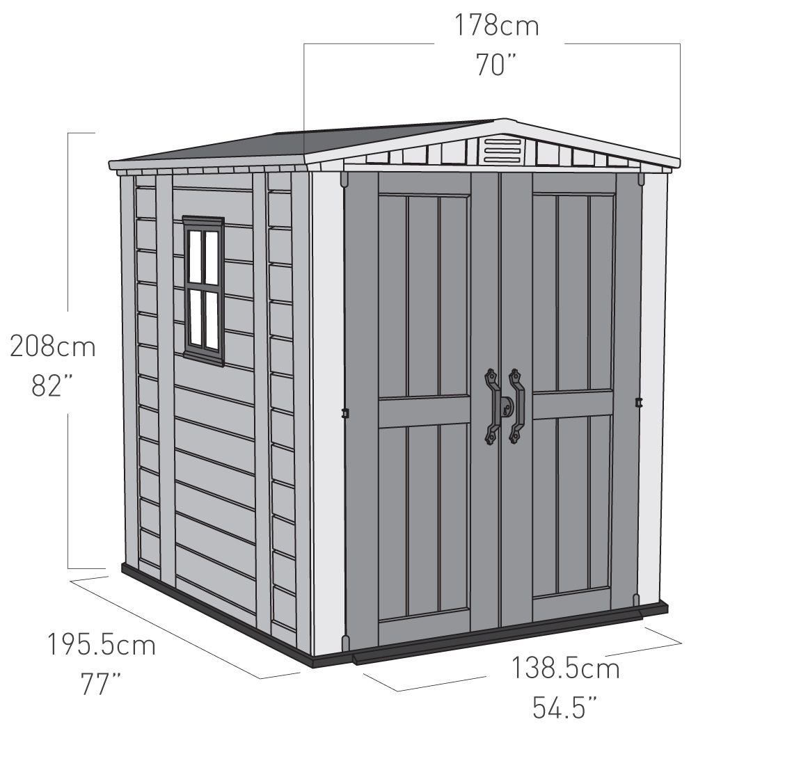 Keter Factor 6x6 ft Apex Beige Plastic 2 door Shed with floor & 1 window