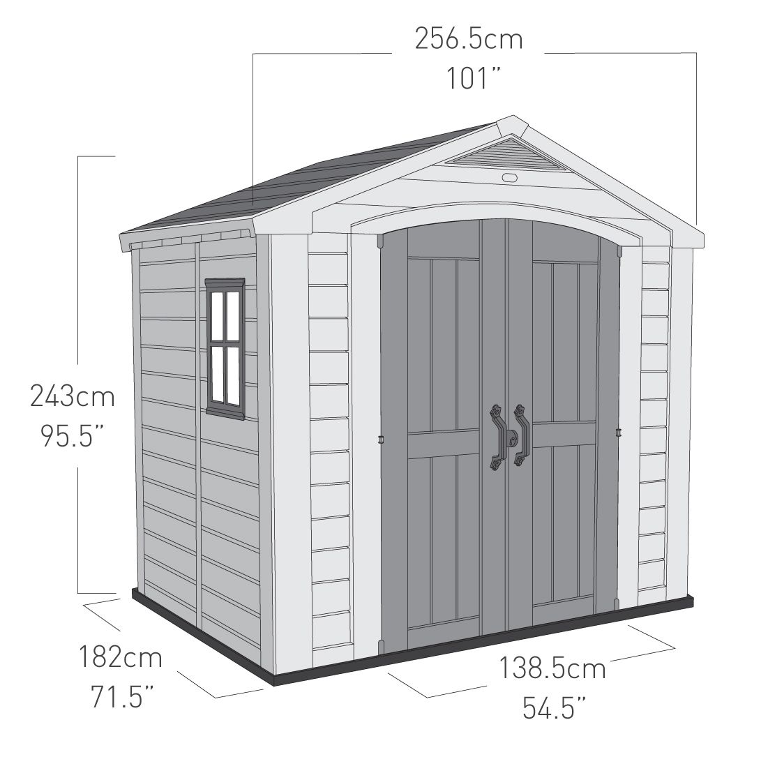 keter factor 8x6 apex plastic shed tradepoint