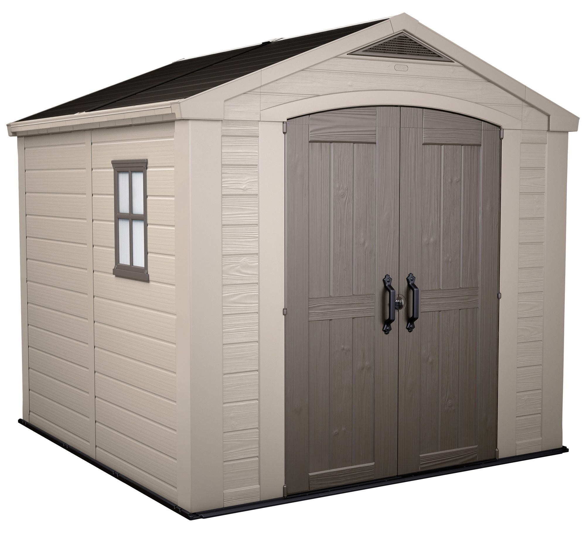 Keter Factor 8x8 ft Apex Beige Plastic 2 door Shed with floor & 1 window