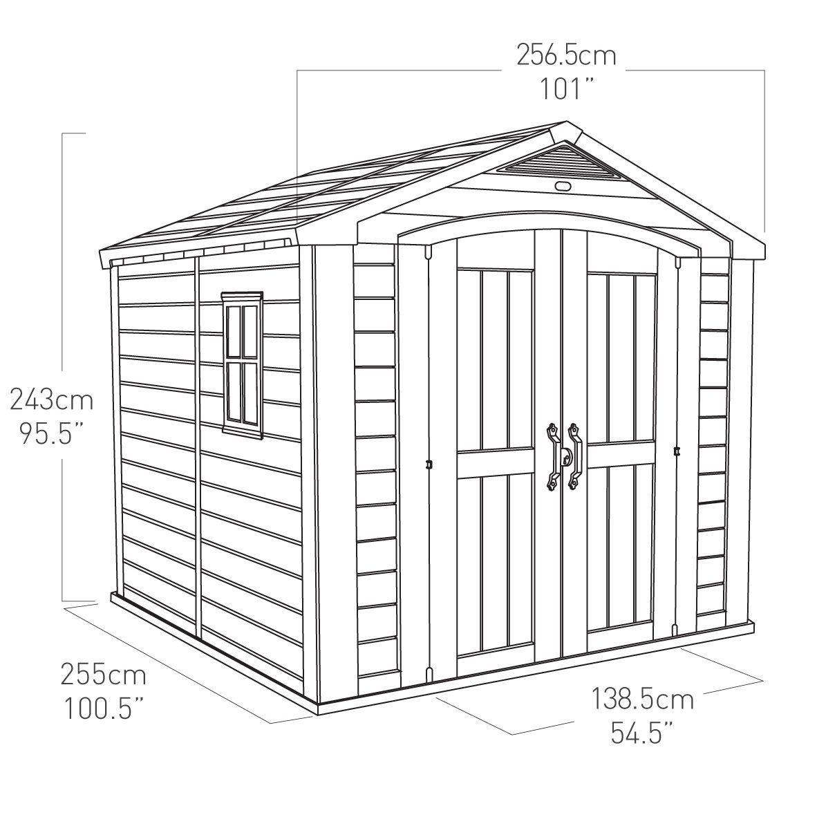 Keter Factor 8x8 ft Apex Beige Plastic 2 door Shed with floor & 1 window
