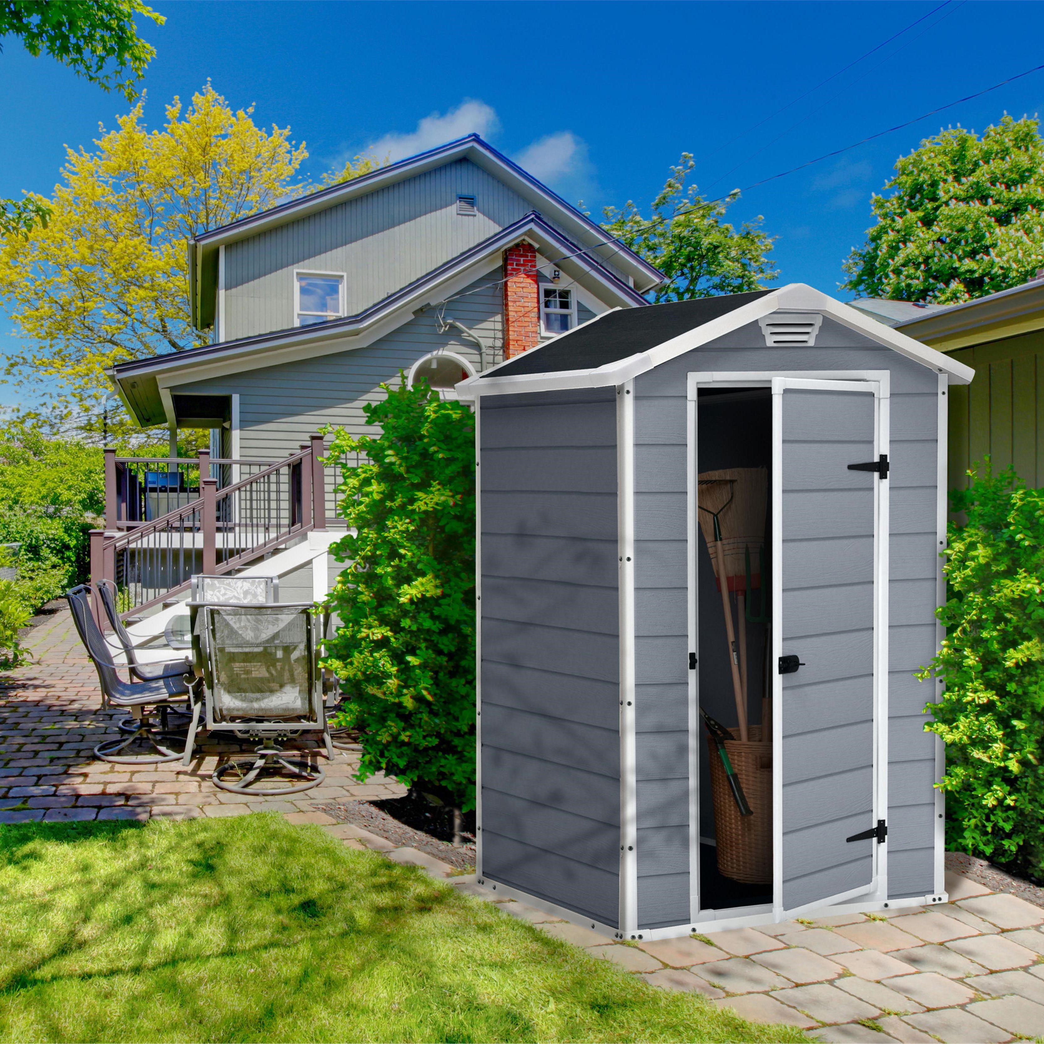 Keter Manor 4x3 Apex Plastic Shed Base Included Tradepoint