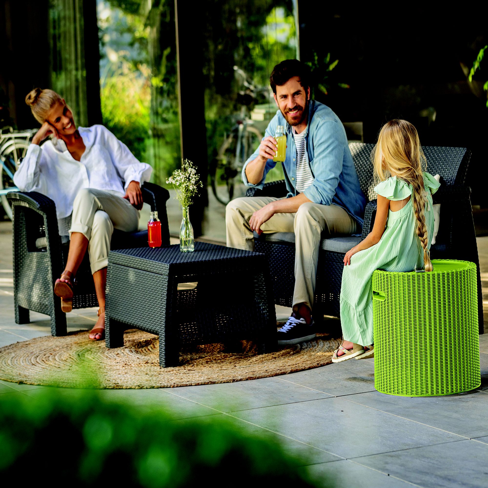 Keter Mia Green Rattan effect Cool stool
