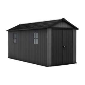 Keter Newton Plus Vertical 15x7.5 ft Apex Grey Plastic 2 door Shed with floor & 2 windows (Base included)