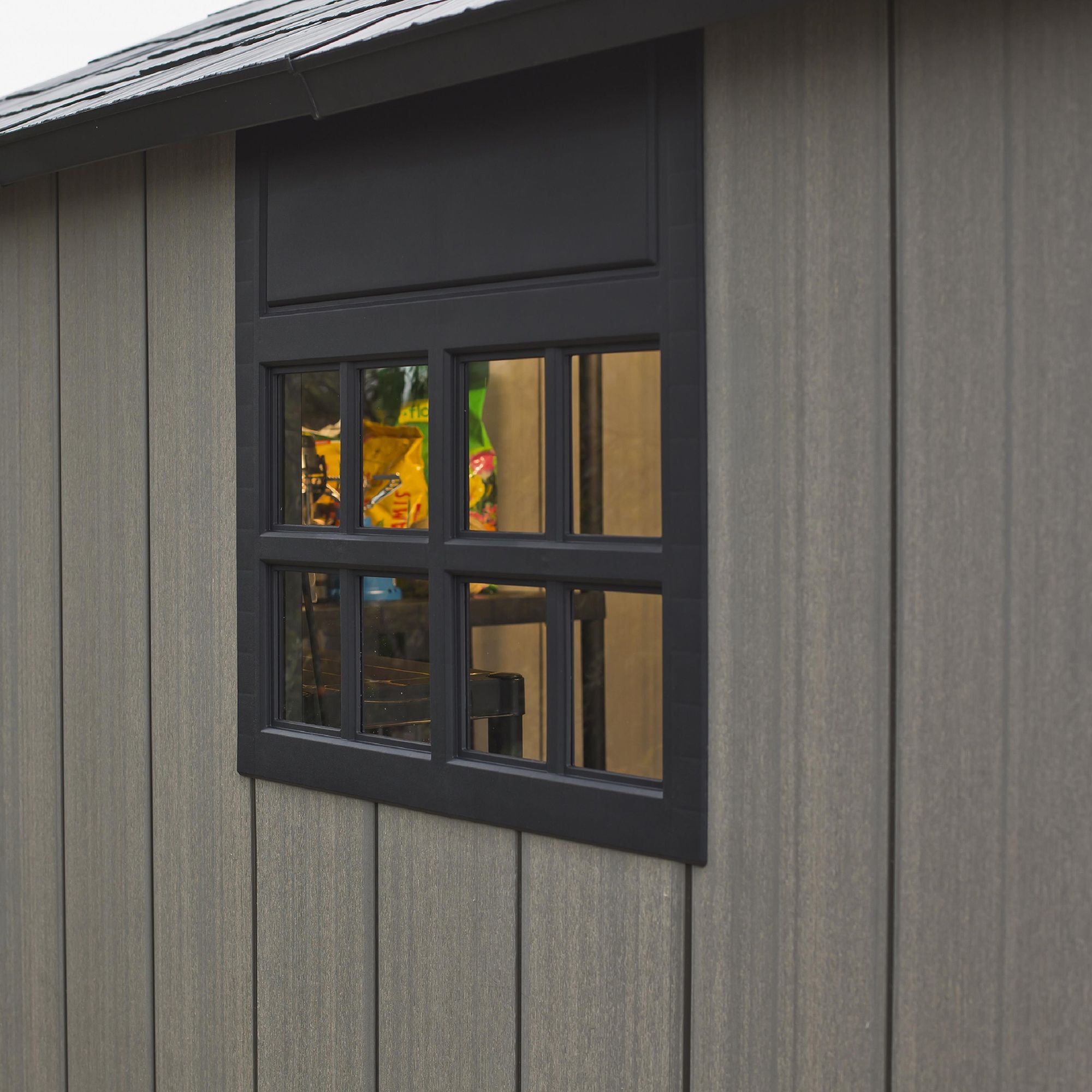 Keter Oakland 9x7 ft Apex Grey Plastic 2 door Shed with floor & 1 window