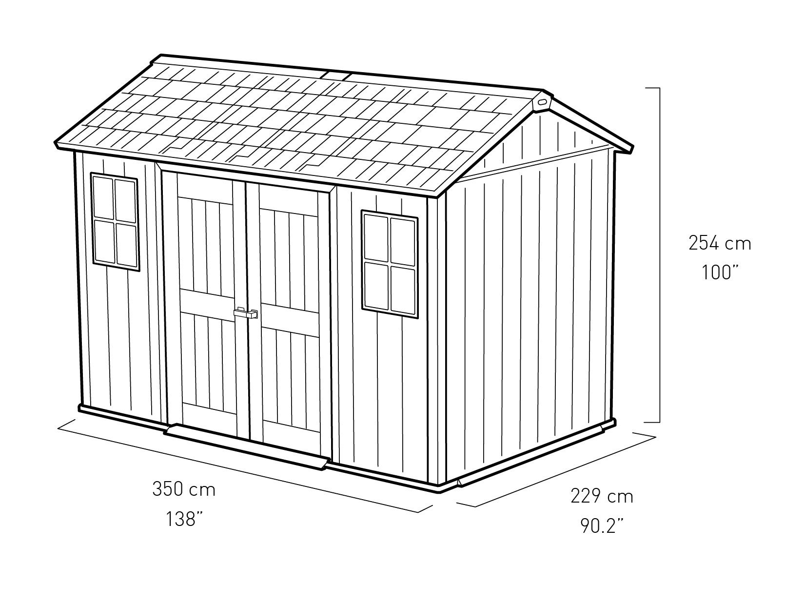 Keter Oakland Apex Grey Plastic 2 door Shed with floor & 2 windows