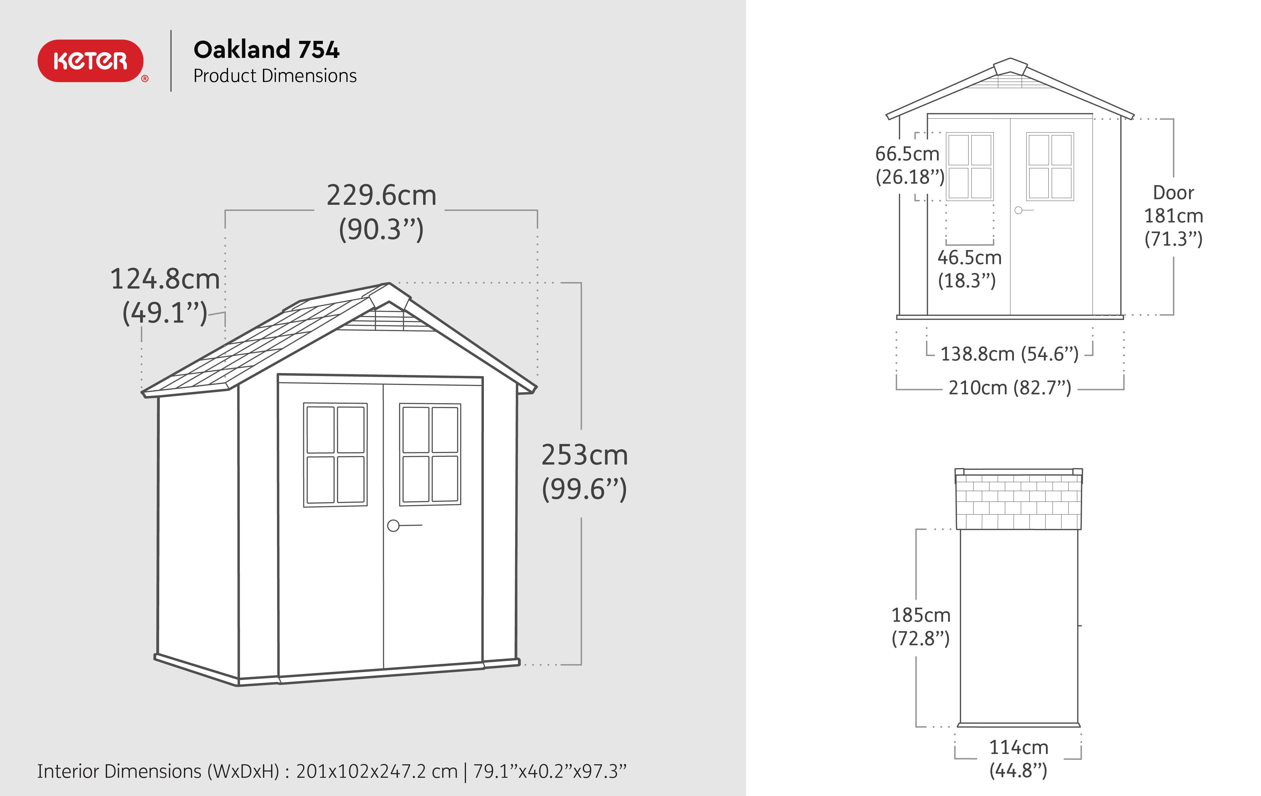 Keter Oakland Grey Plastic 2 door Shed with floor & 2 windows (Base included)