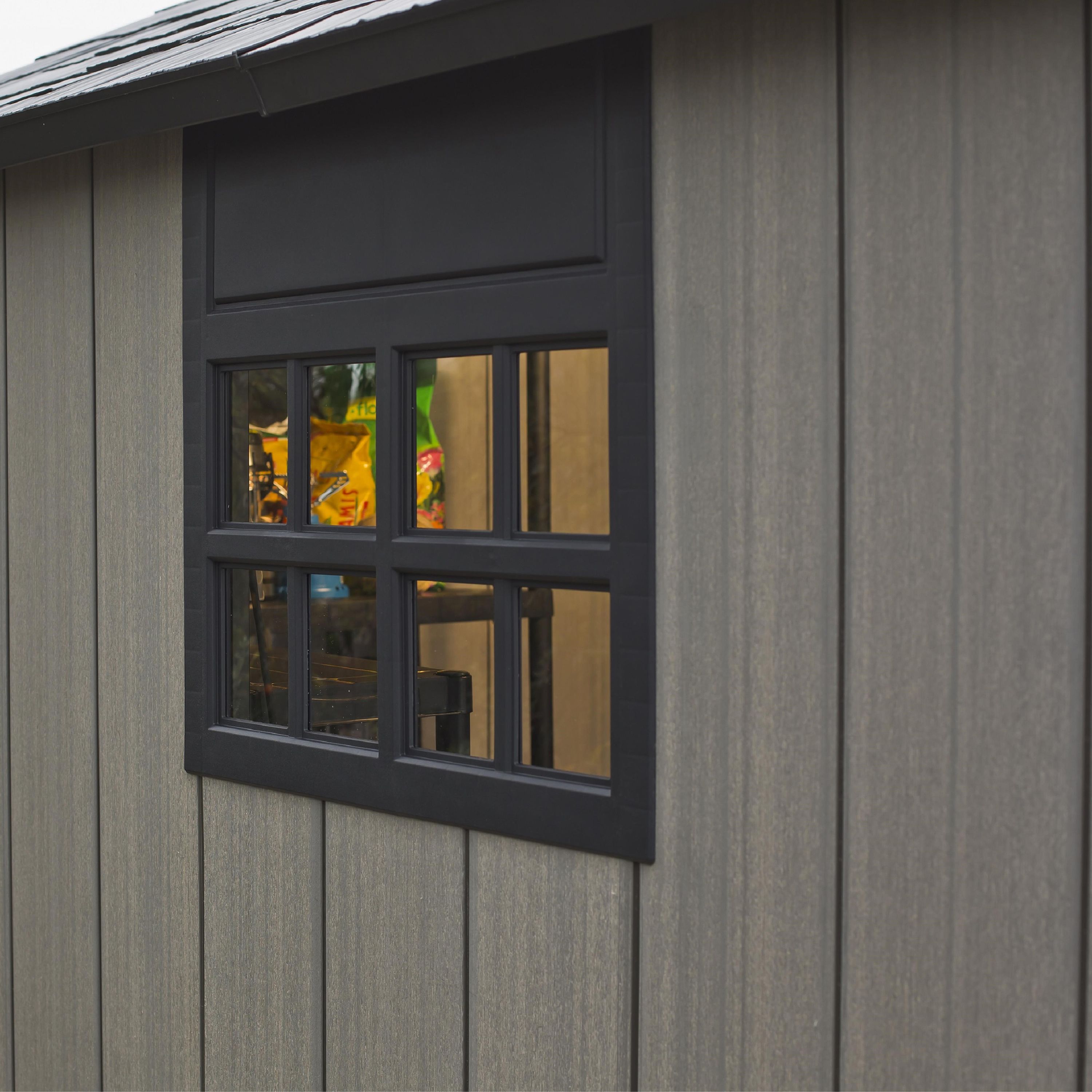 Keter Oakland Grey Plastic 2 door Shed with floor & 2 windows (Base included)