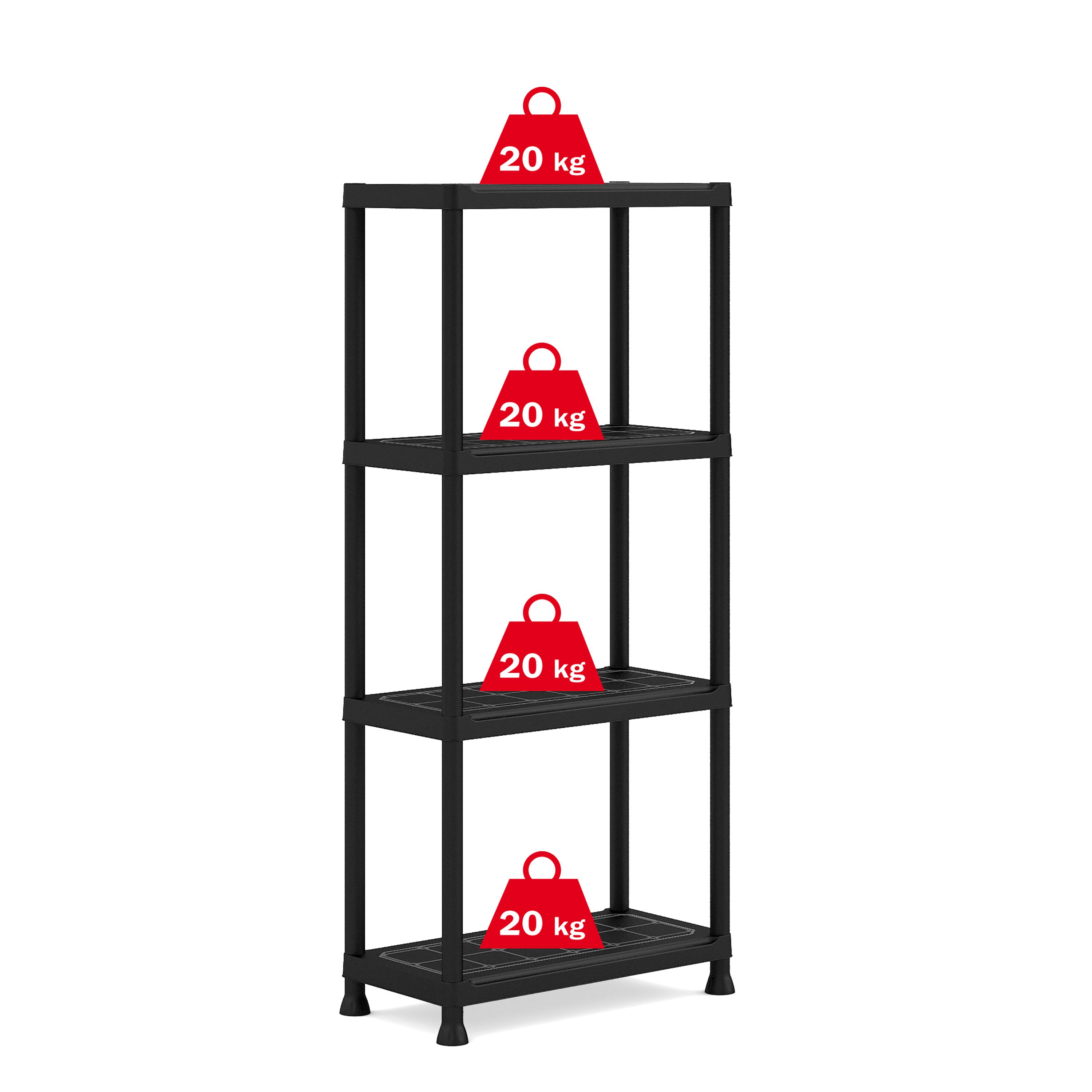Keter Plus Shelf 4 shelf Plastic Shelving unit (H)1350mm (W)600mm