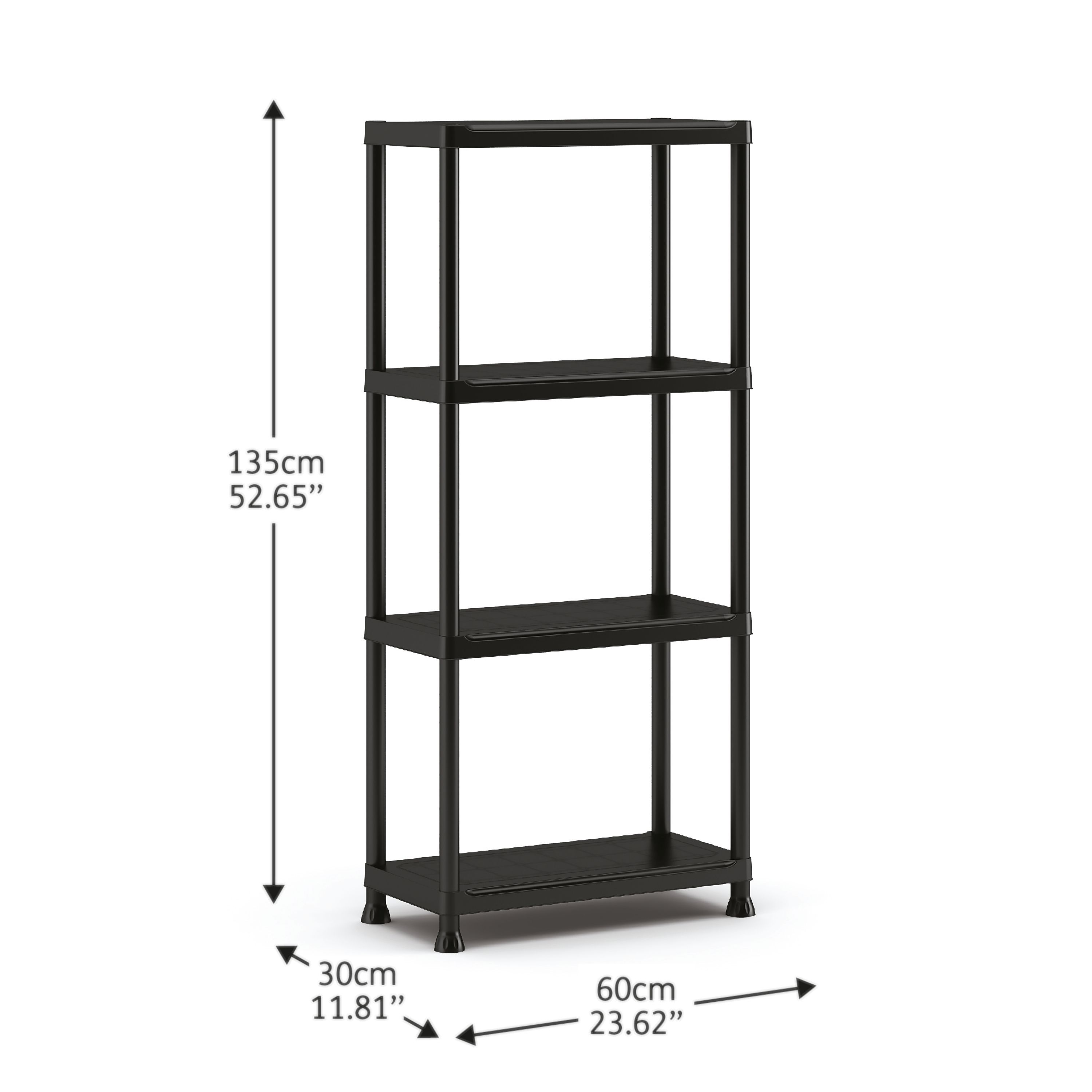 Keter Plus Shelf 4 shelf Plastic Shelving unit (H)1350mm (W)600mm
