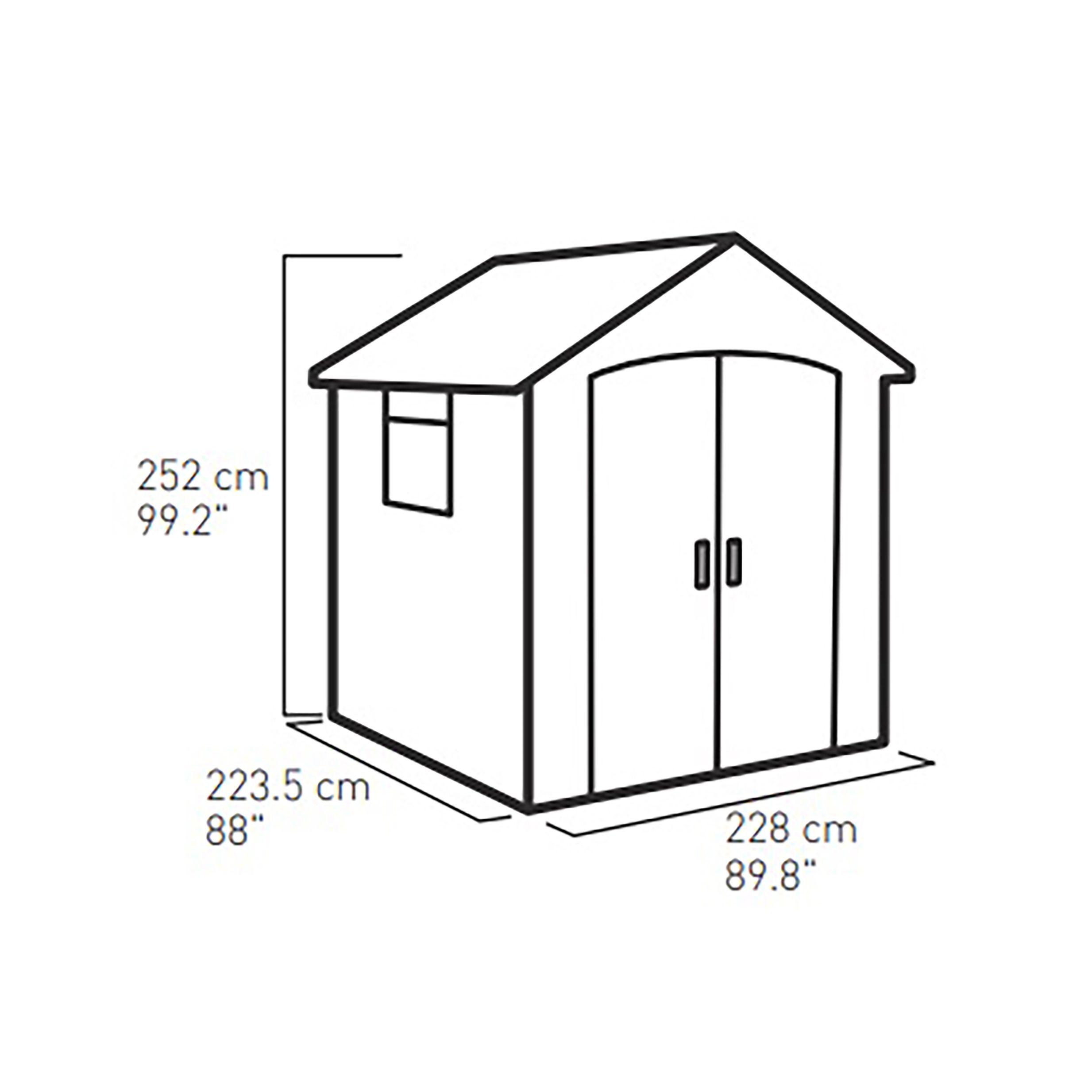 Keter Premier Apex Grey Plastic 2 door Shed with floor & 1 window