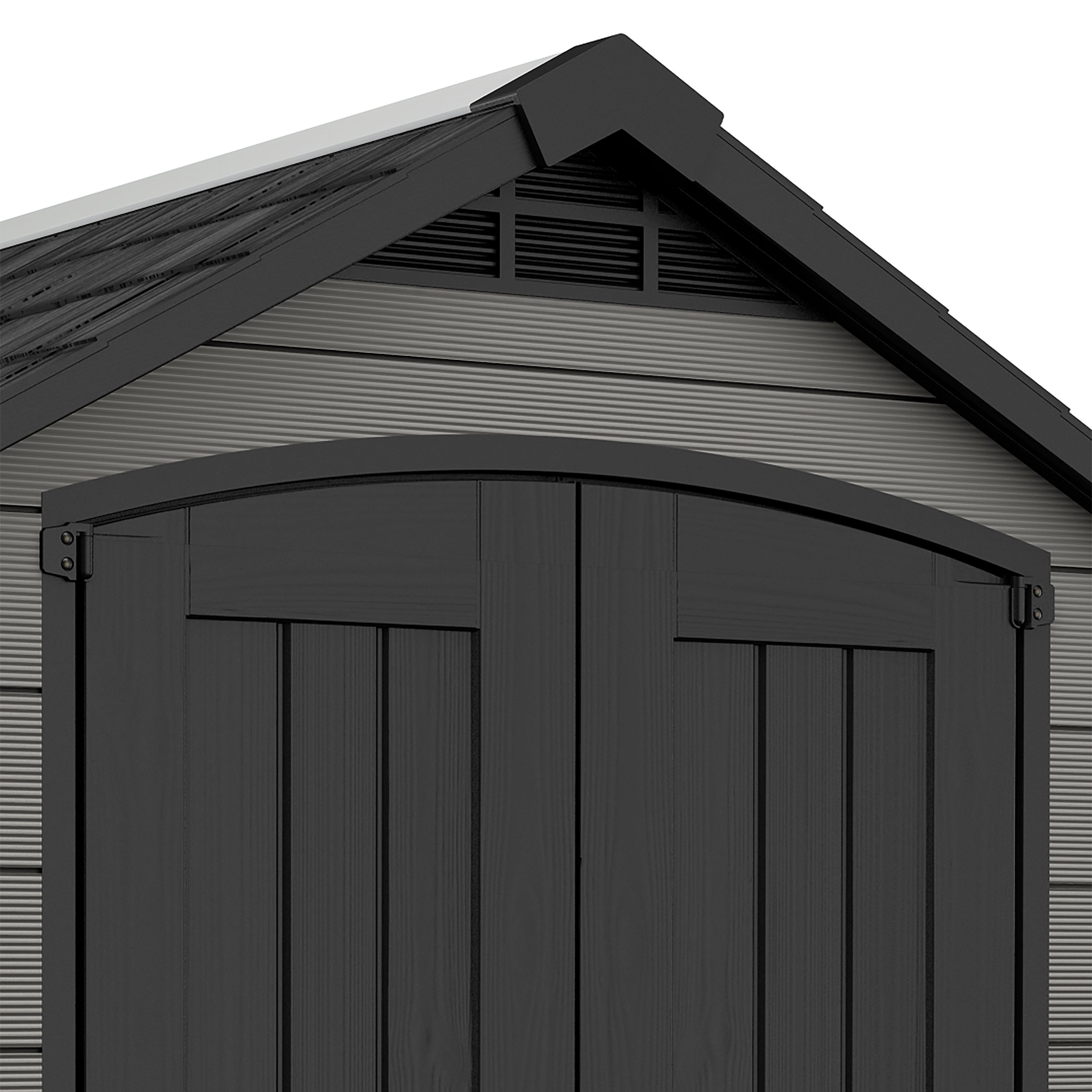 Keter Premier Apex Grey Plastic 2 door Shed with floor & 1 window